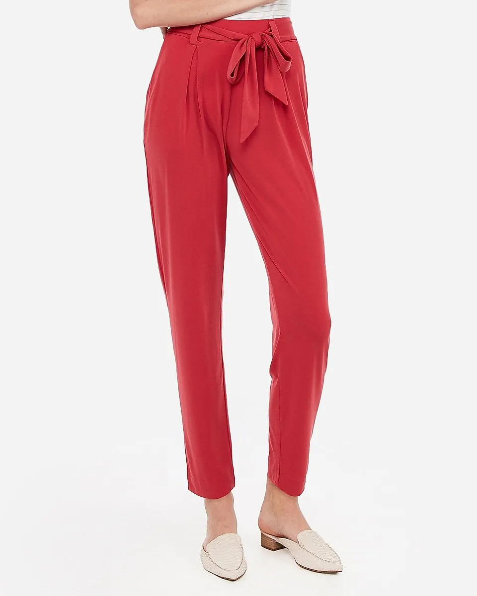 Mid Rise Jersey Sash Pant in Guava