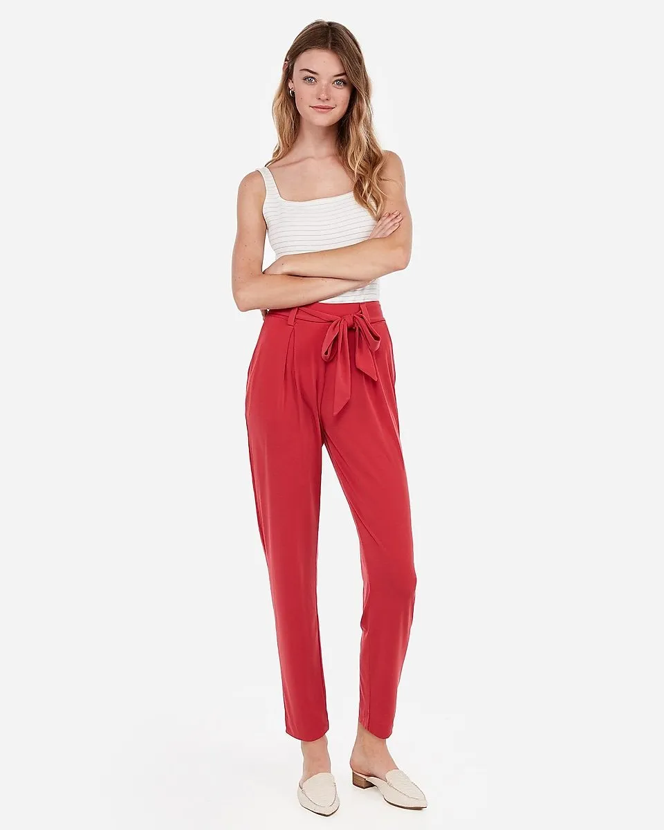 Mid Rise Jersey Sash Pant in Guava