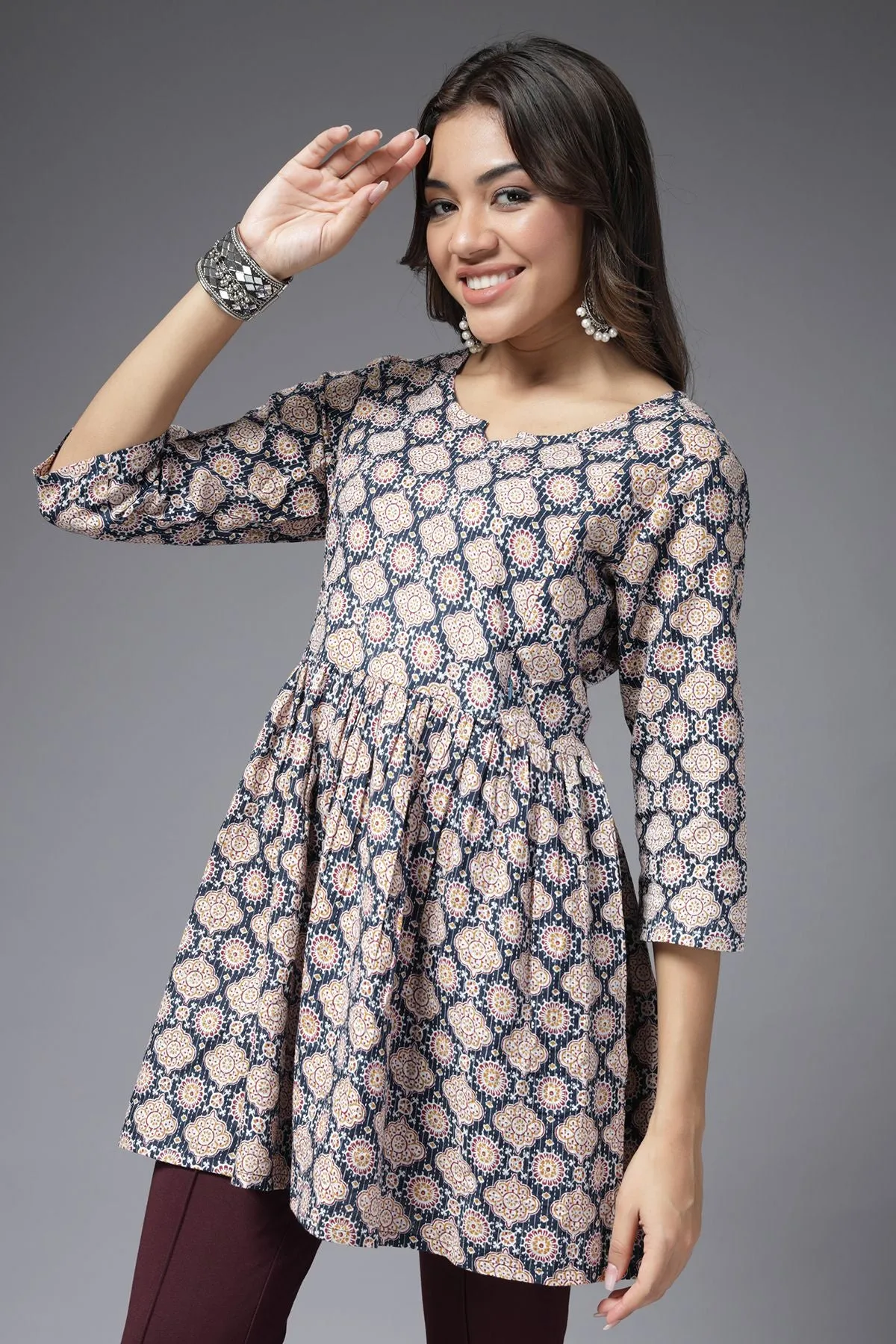 Midnight Blossom Maternity Feeding Peplum Top