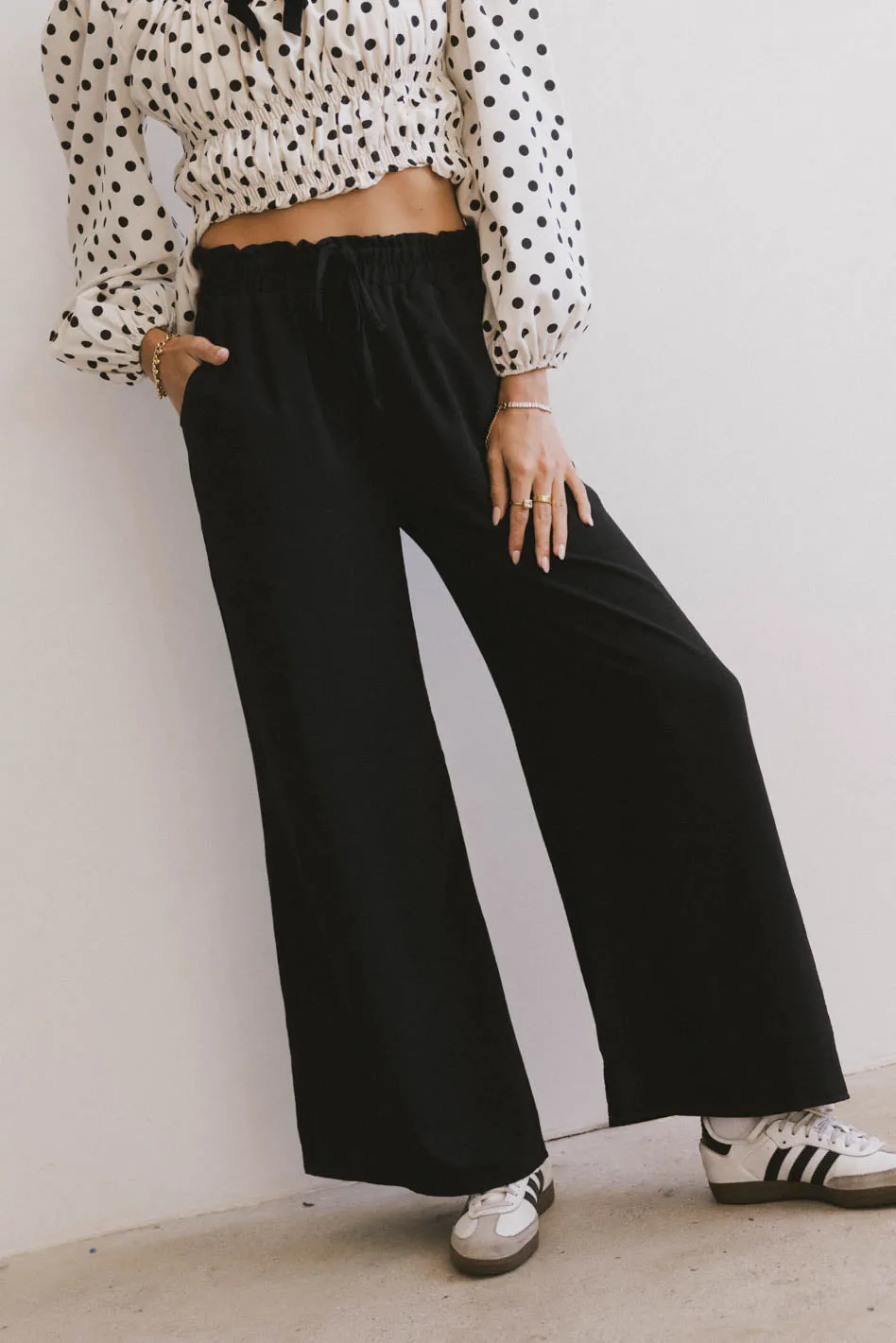 Mina Wide Leg Pants in Black