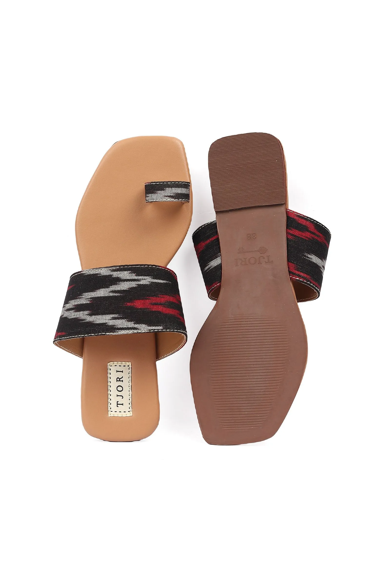 Multi Colored Ikat One Toe Cruelty Free Leather Flats