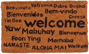 Multilingual Welcome Handwoven Coco Doormat