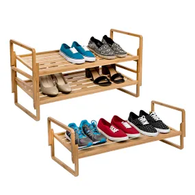 Natural 3-Tier Bamboo Nesting Shoe Rack