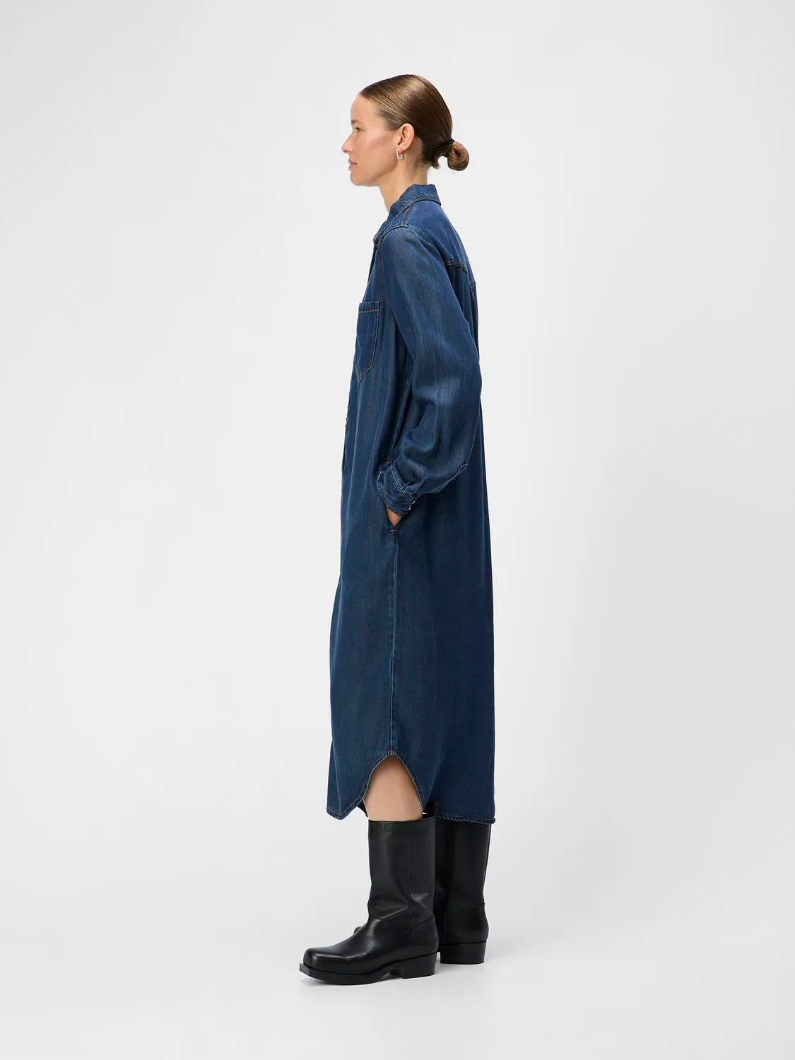 OBJFRAMA Midi Dress - Dark Blue Denim