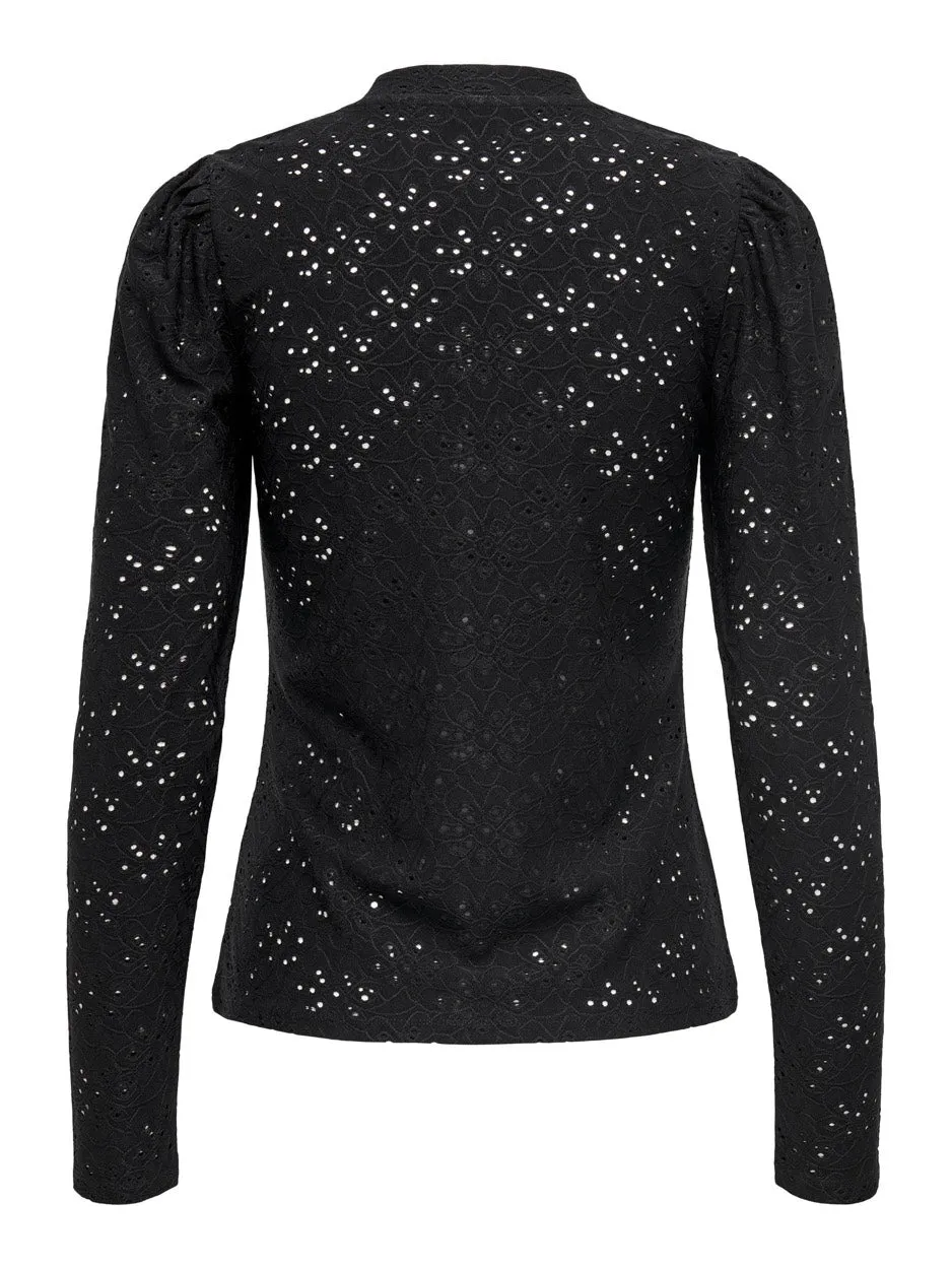 Onlsmilla L/s Puff Top Cs Jrs - Zwart