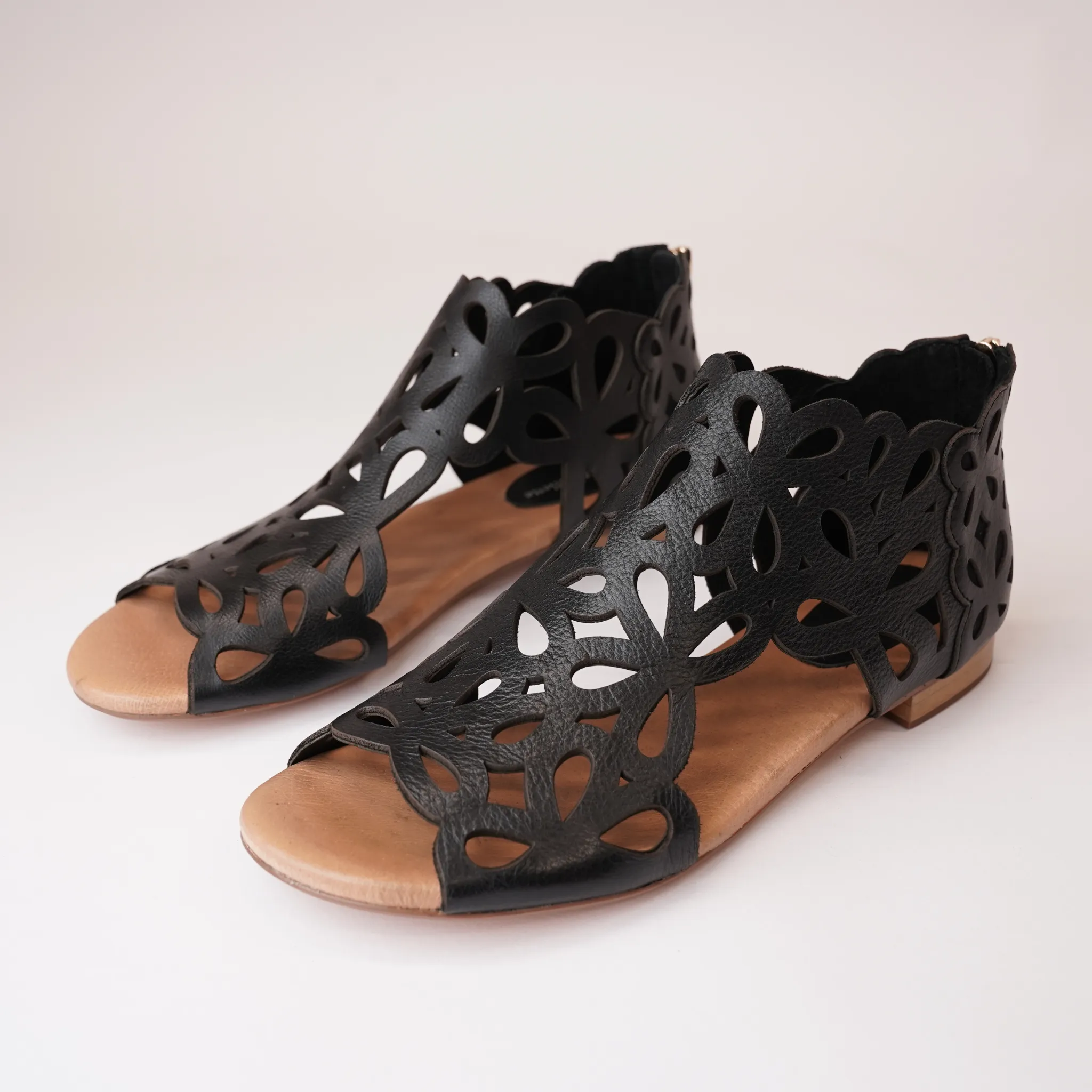 Pietro Black Leather Sandals