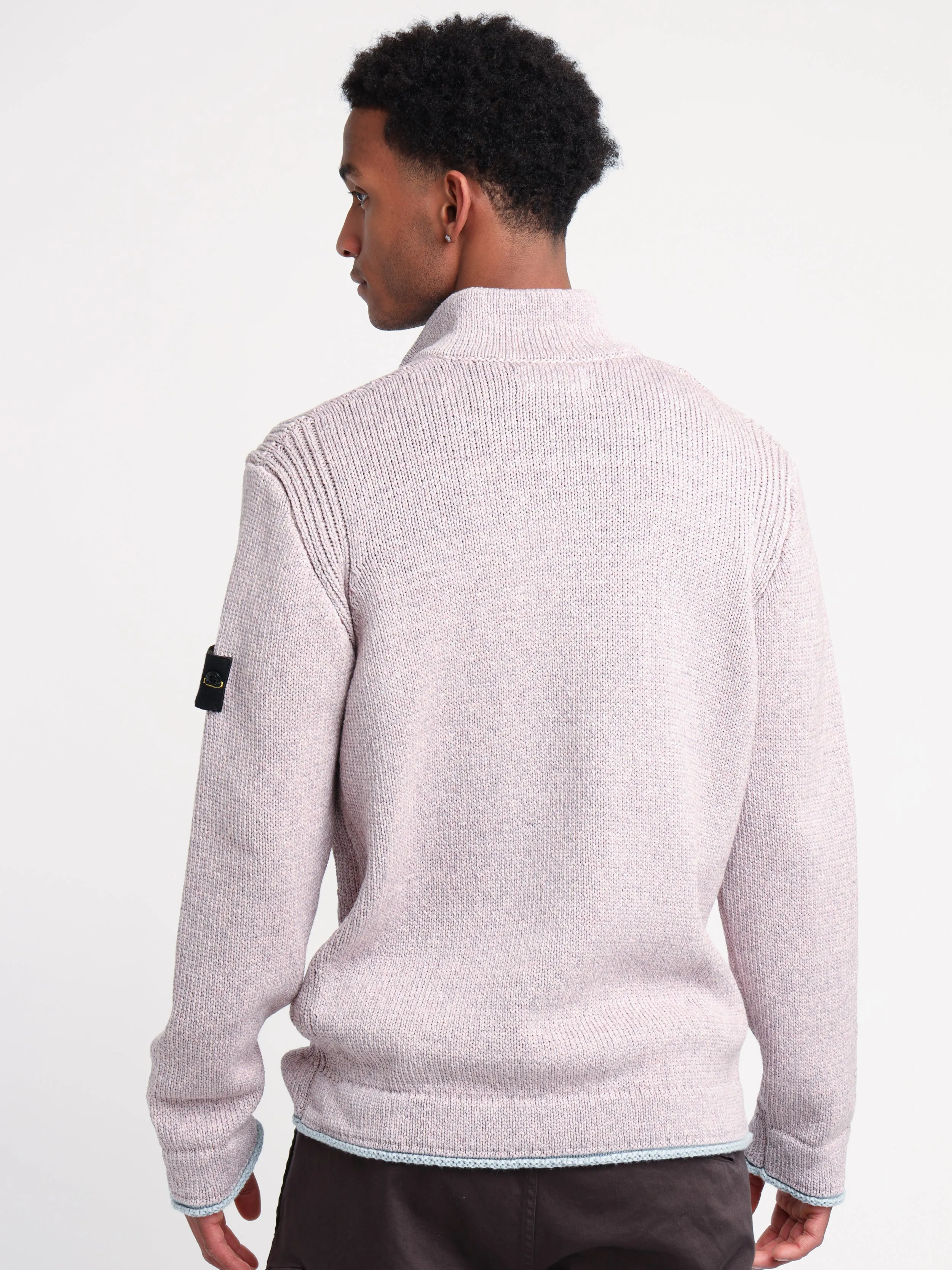 Pink Colour Sprayed Half-Zip Knit