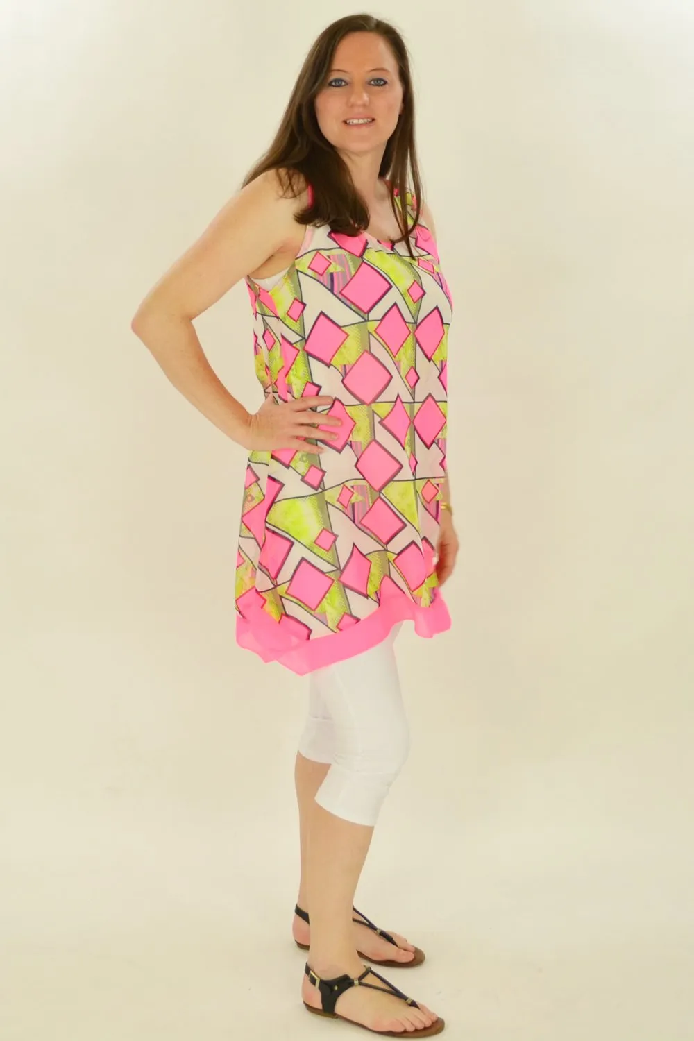 Pink Squares Pattern Tunic