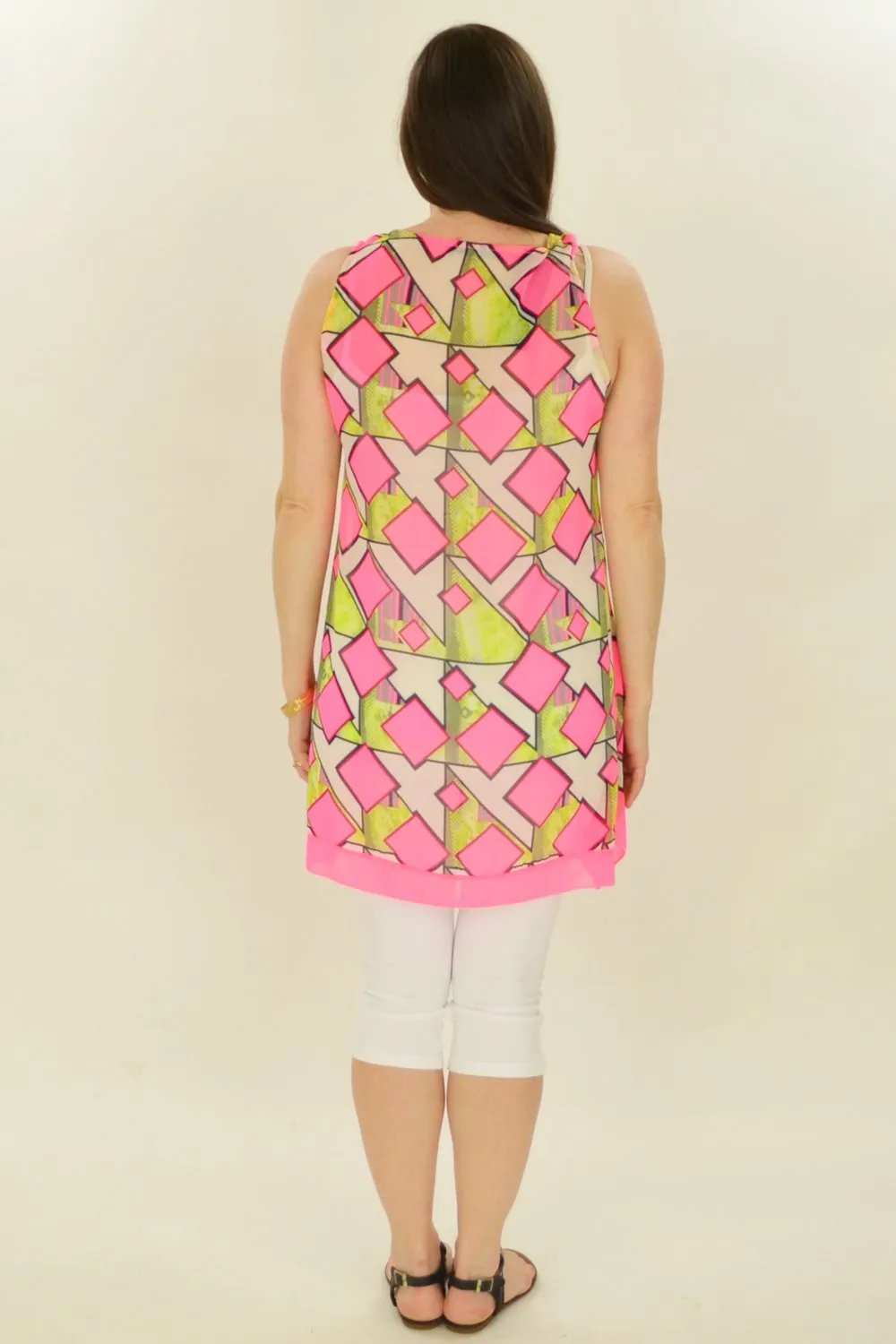 Pink Squares Pattern Tunic