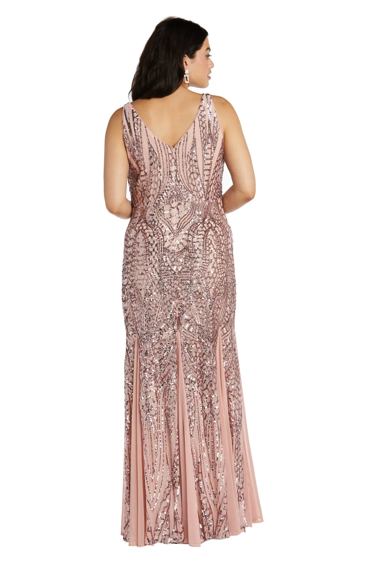 Plus Size Sleeveless Sequin Embellished Evening Gown