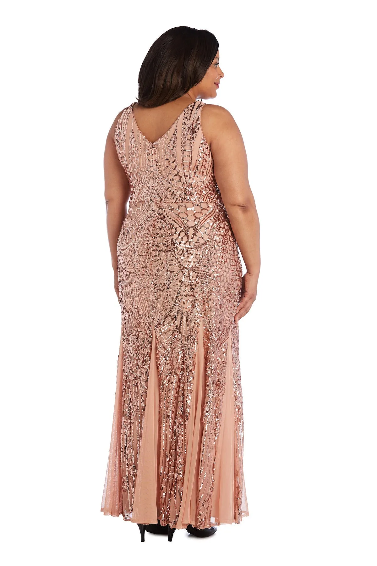 Plus Size Sleeveless Sequin Embellished Evening Gown