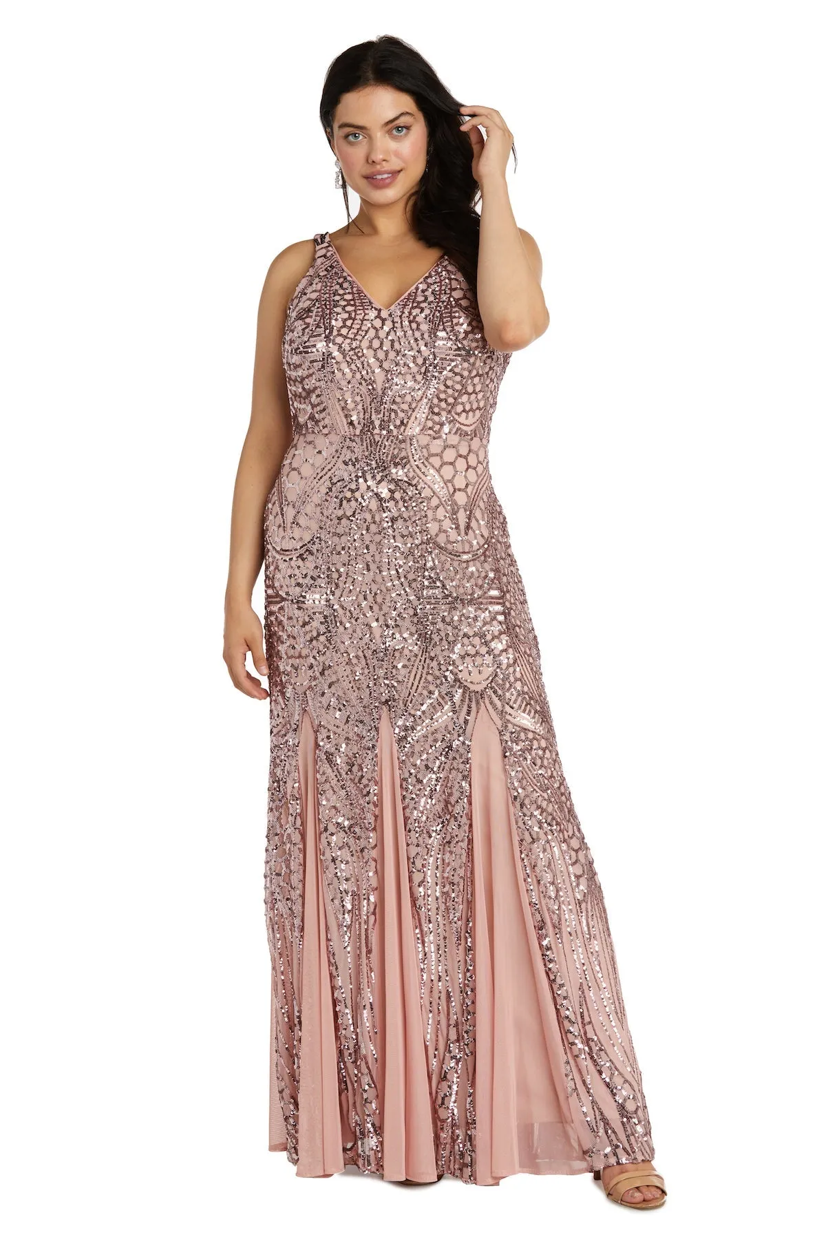 Plus Size Sleeveless Sequin Embellished Evening Gown