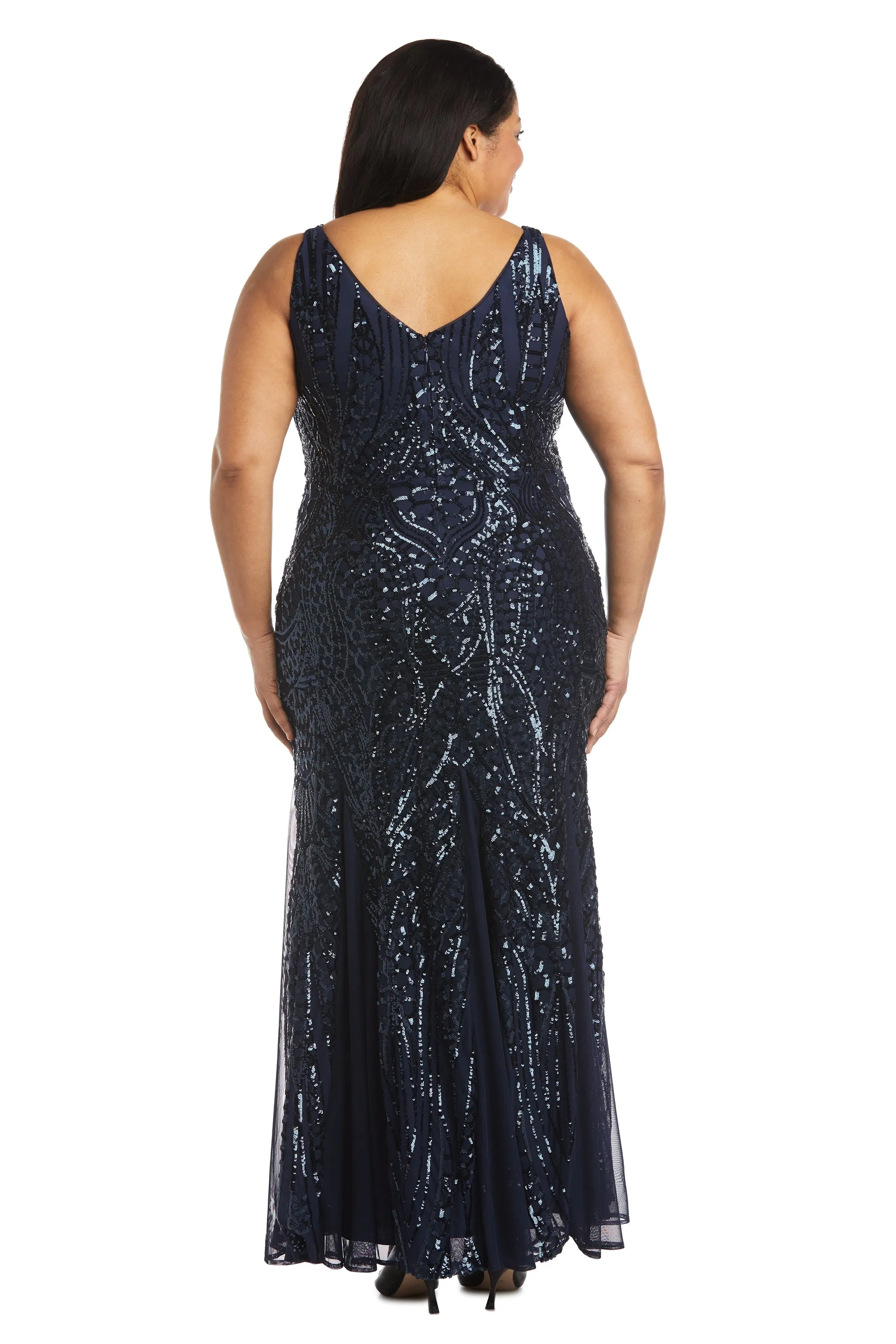 Plus Size Sleeveless Sequin Embellished Evening Gown