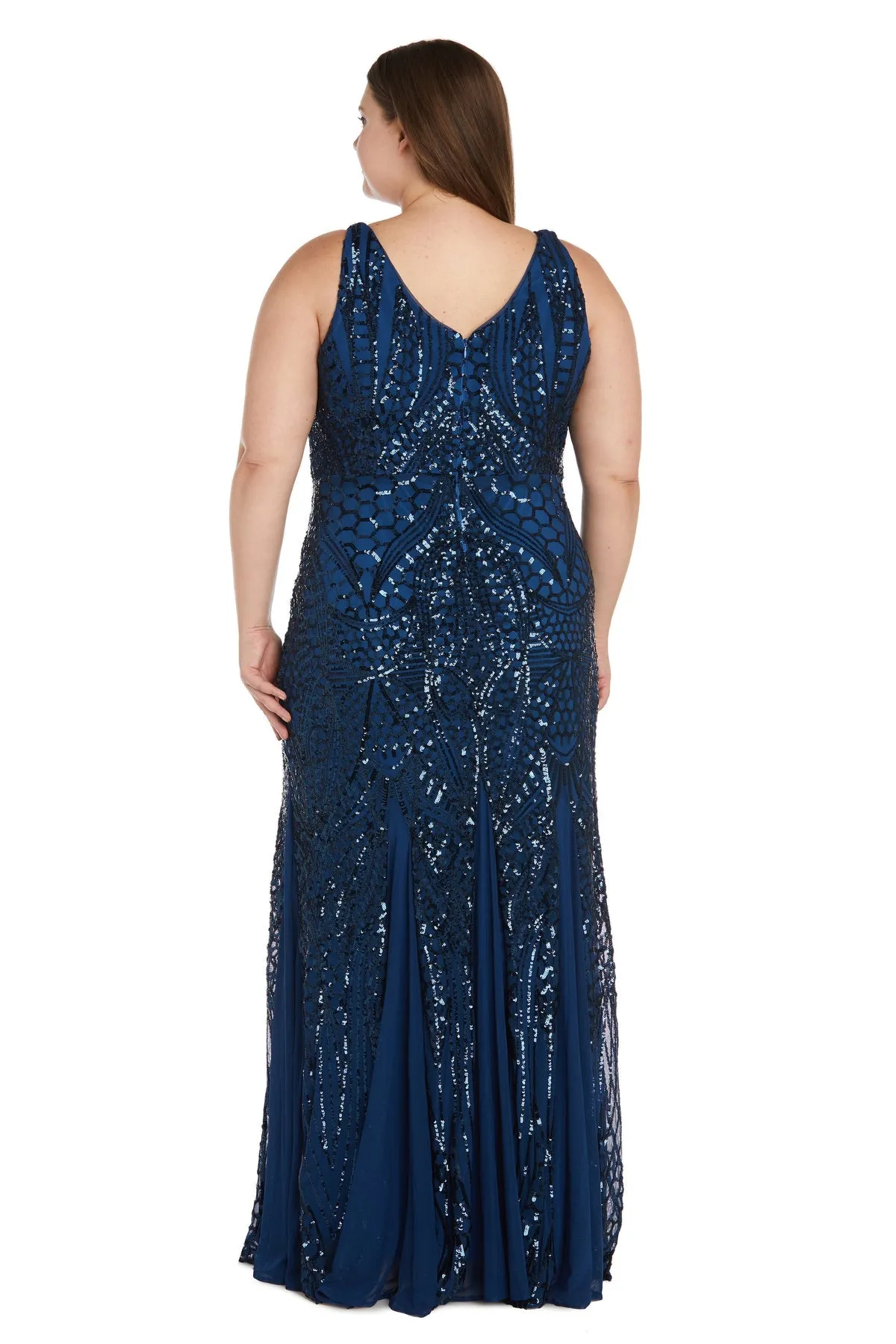 Plus Size Sleeveless Sequin Embellished Evening Gown