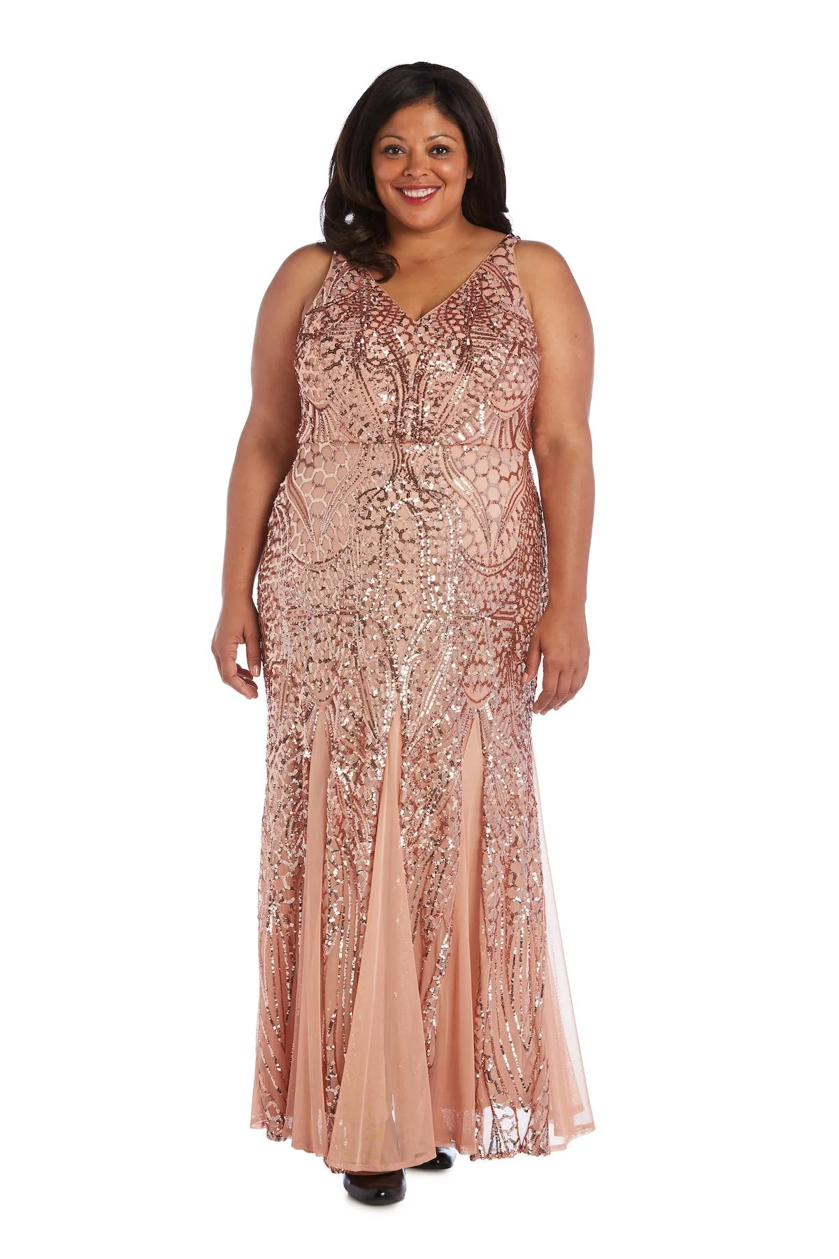 Plus Size Sleeveless Sequin Embellished Evening Gown