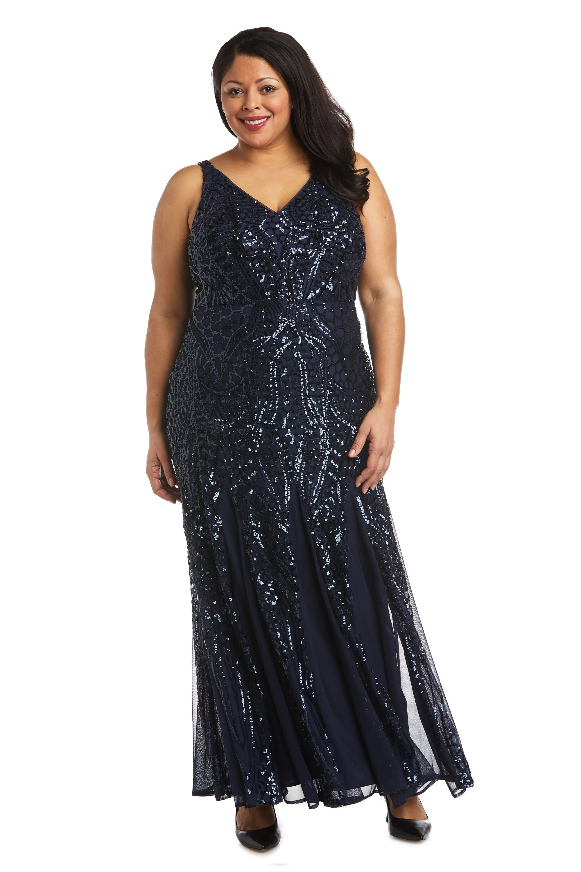 Plus Size Sleeveless Sequin Embellished Evening Gown