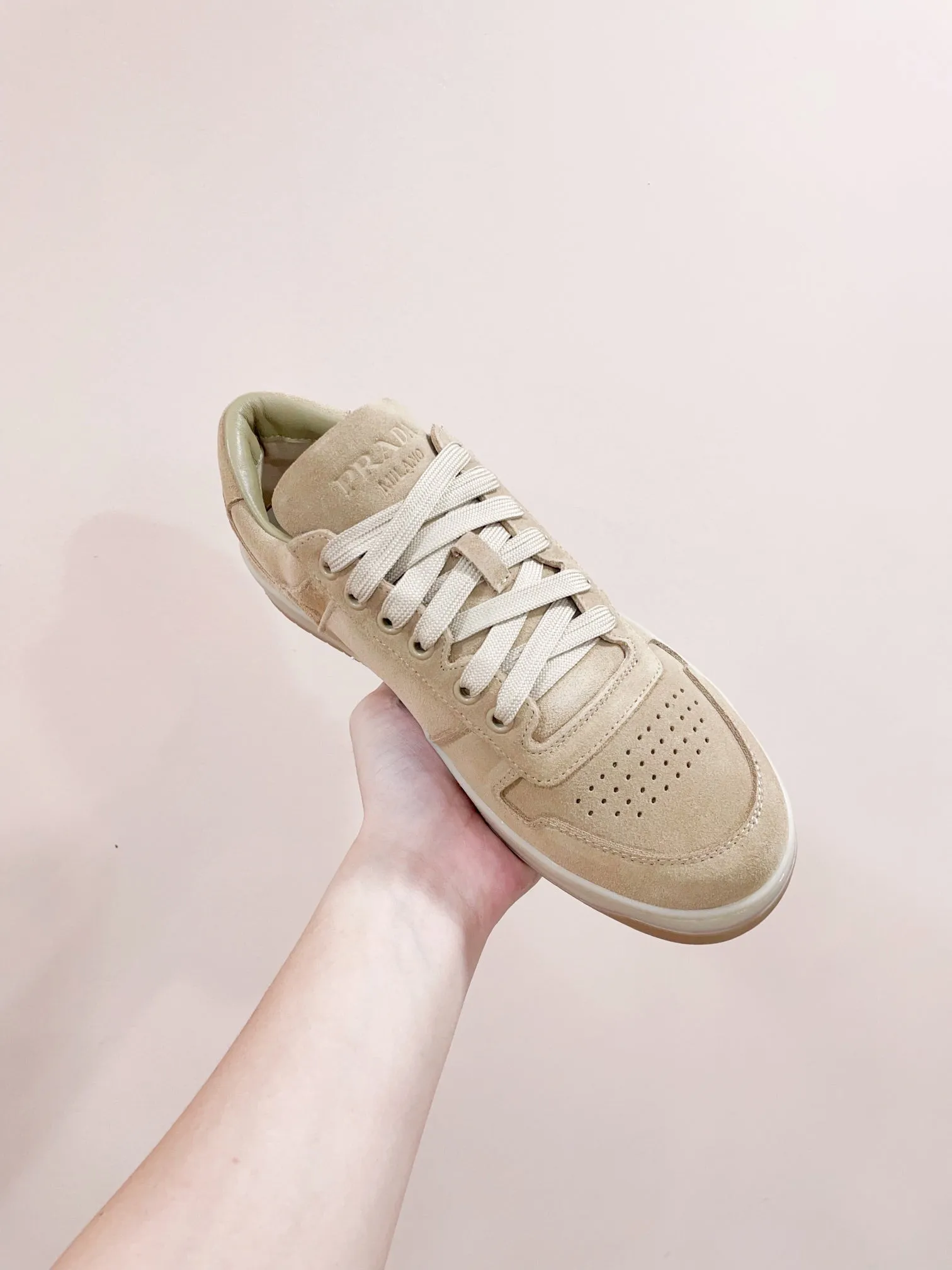 PRA DOWNTOWN PERFORATED SNEAKERS BEIGE SUEDE