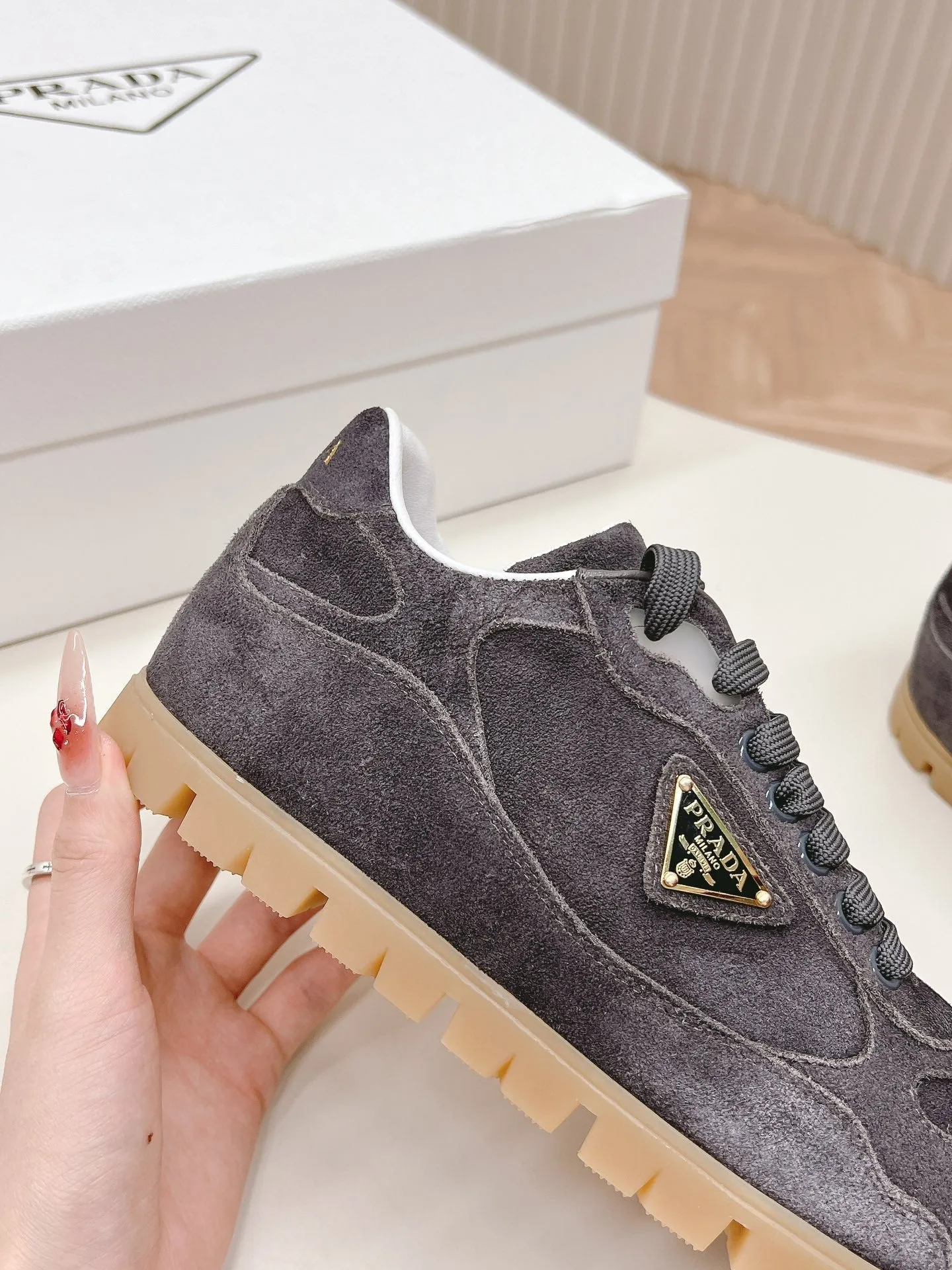 PRA FADED SUEDE SNEAKERS CHARCOAL