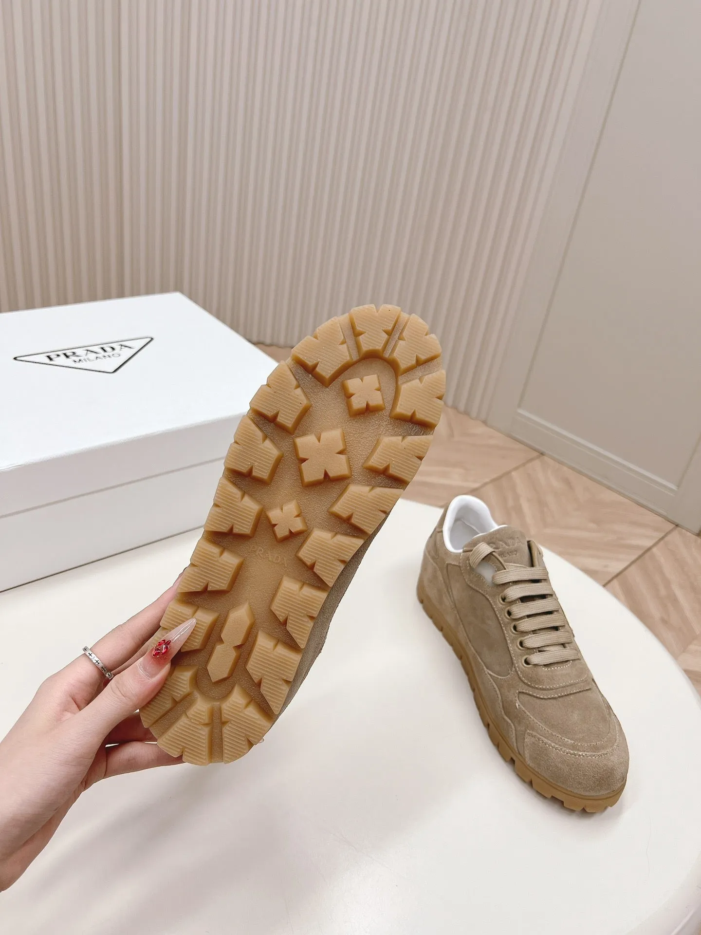 PRA FADED SUEDE SNEAKERS PEANUT