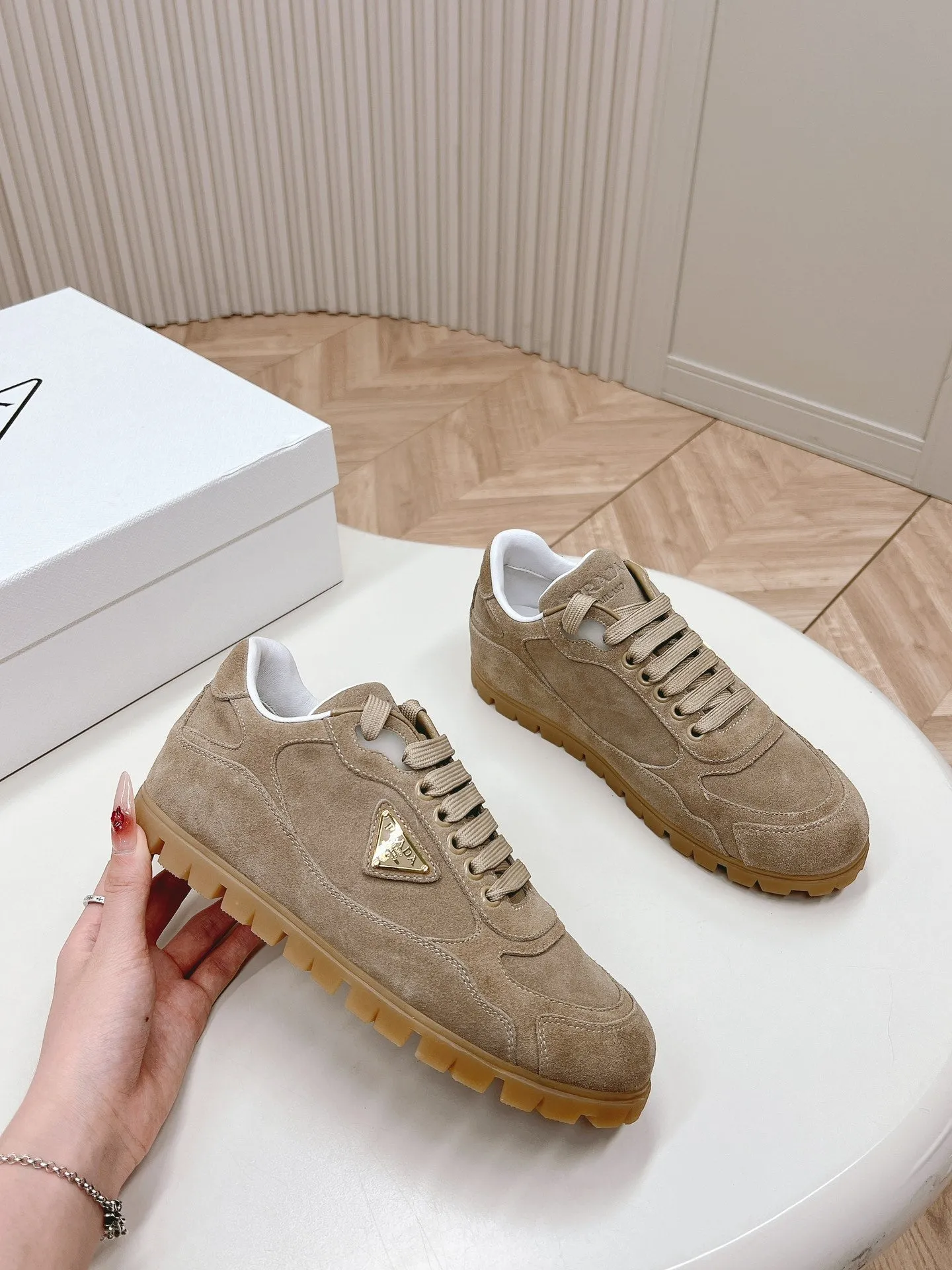 PRA FADED SUEDE SNEAKERS PEANUT