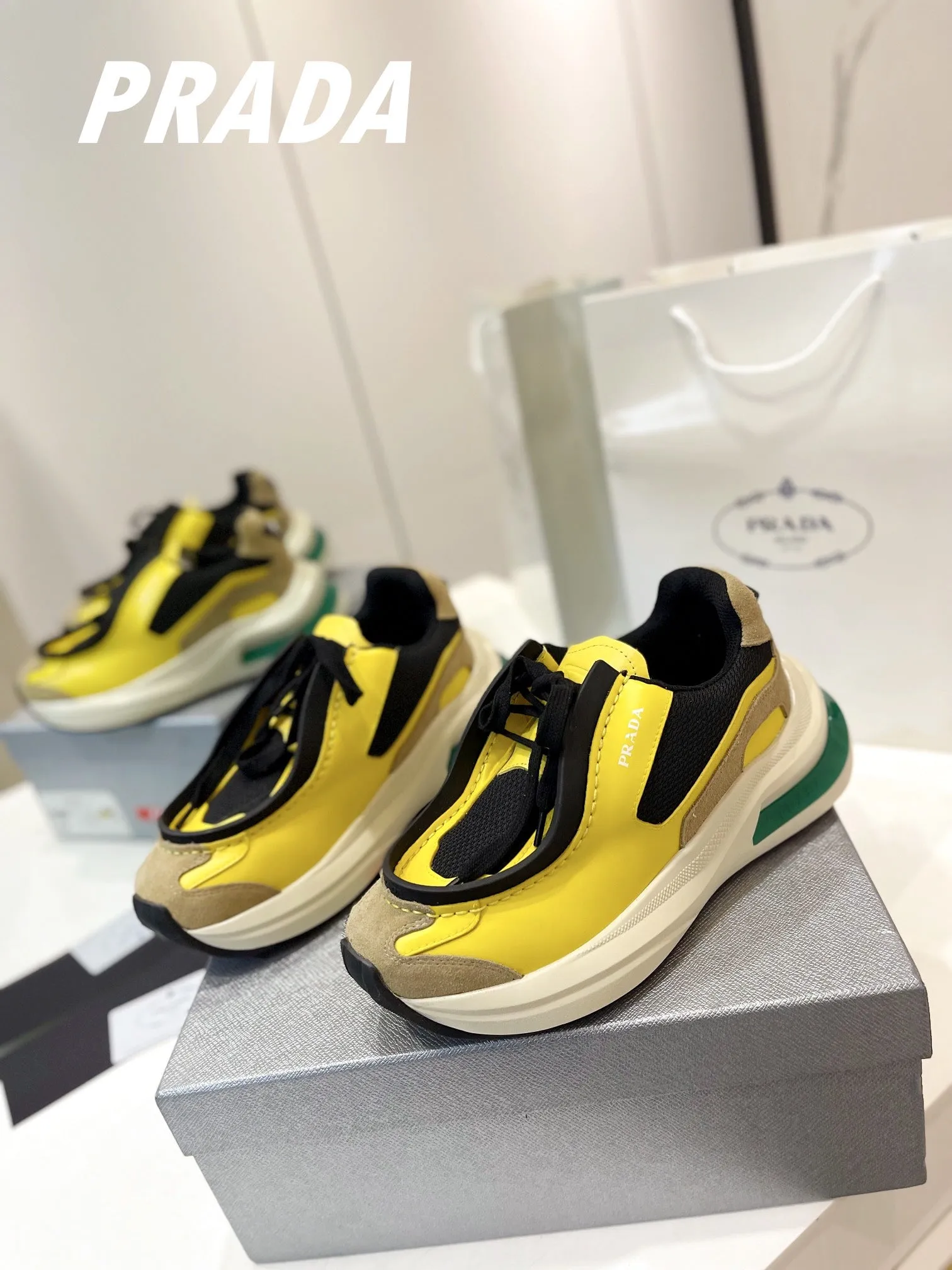 PRA SYSTEME BRUSHED SNEAKERS LEMON CALFSKIN