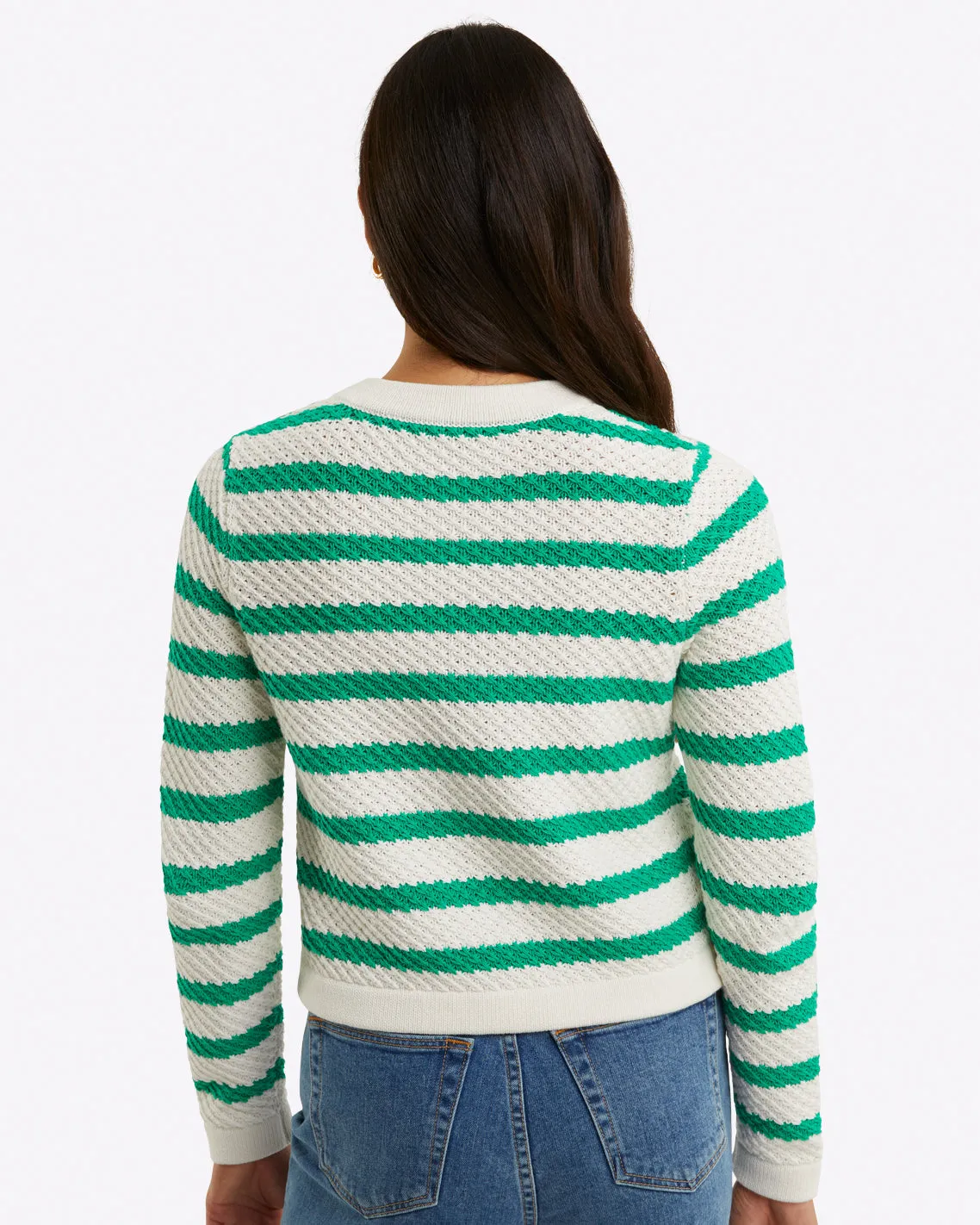 Rita Crewneck Cardigan in Cotton