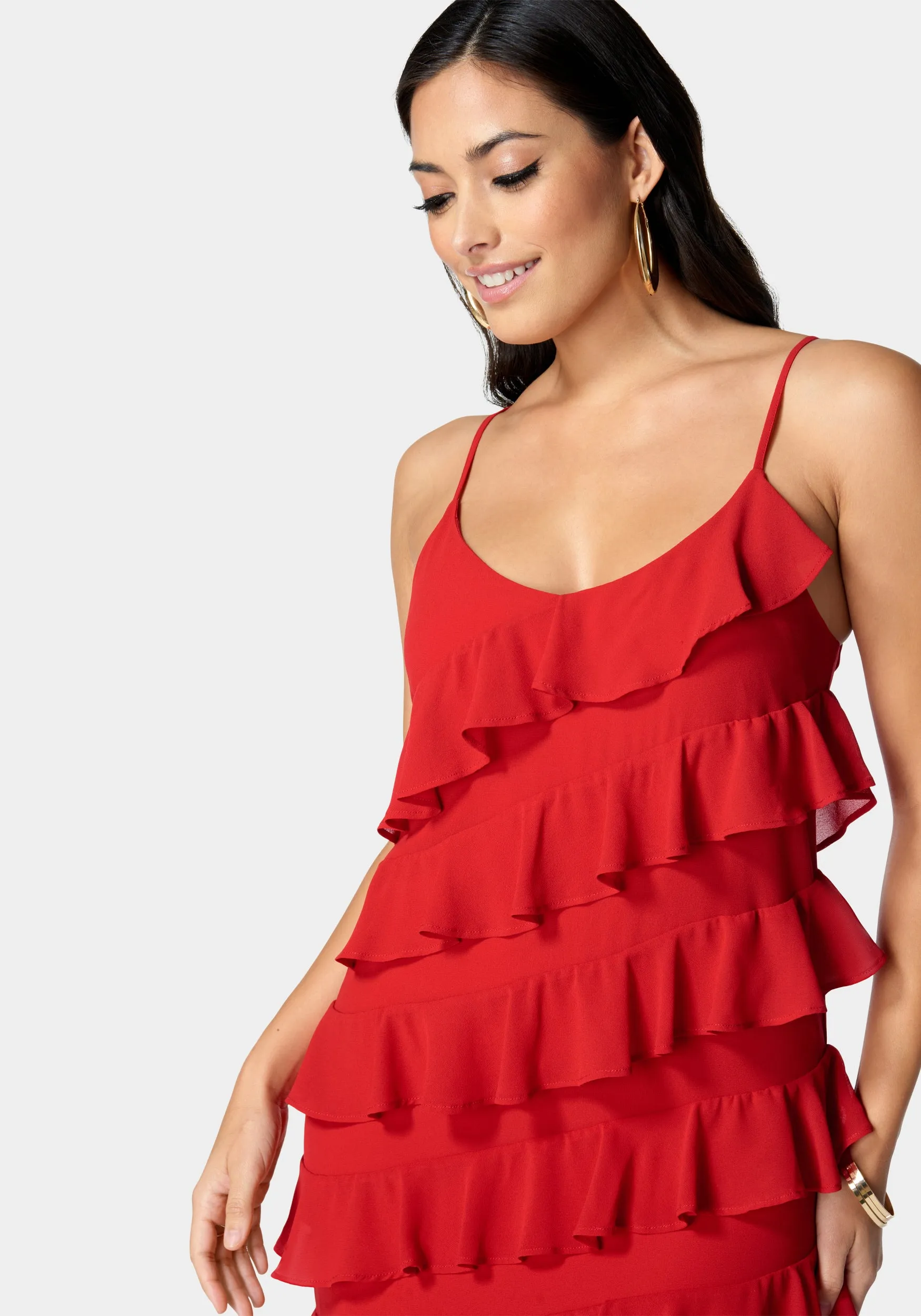 Ruffle Side Slit Maxi Dress