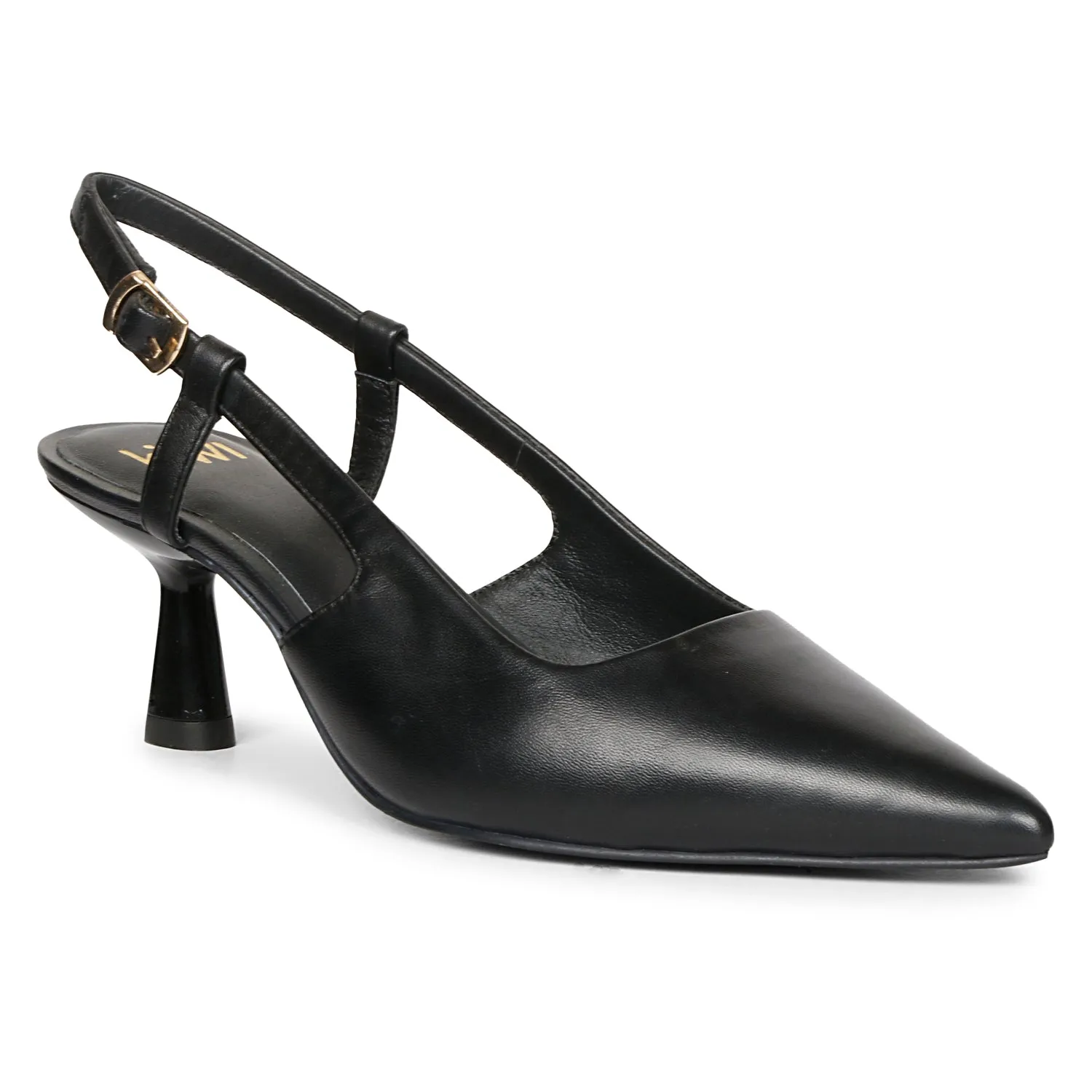 Saint Cynara Black Sling Back  Kitten Heel Pumps