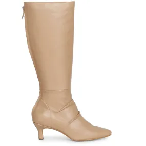 Saint Nadine Nude Leather Slouchy Kitten Heel Long Boots