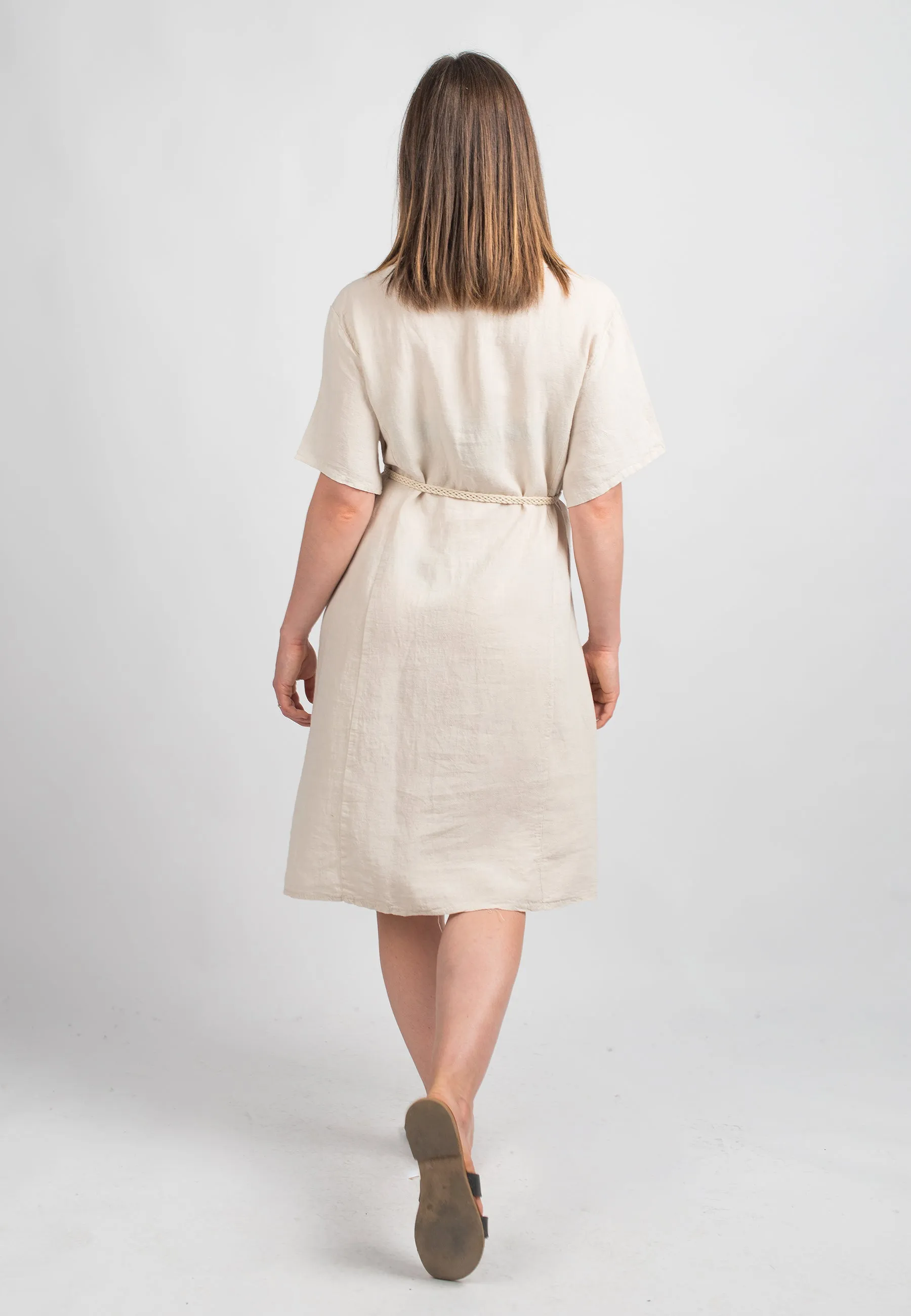 Short dress in 100% Linen