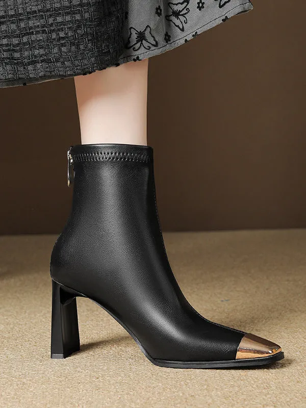 Split-Joint Square-Toe Pumps Boots