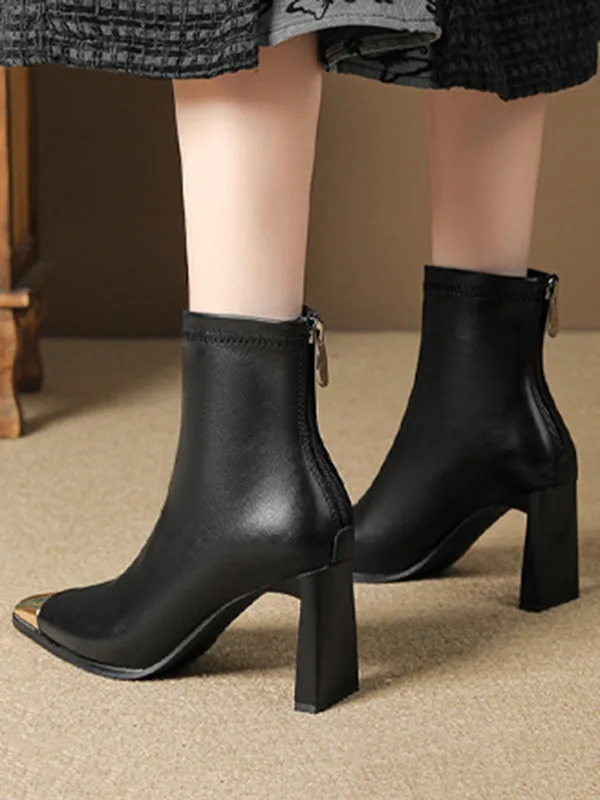 Split-Joint Square-Toe Pumps Boots