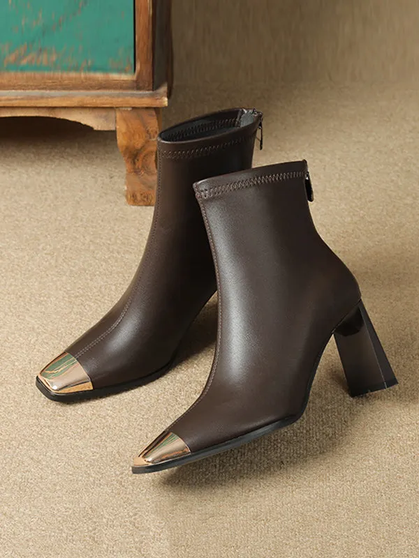 Split-Joint Square-Toe Pumps Boots