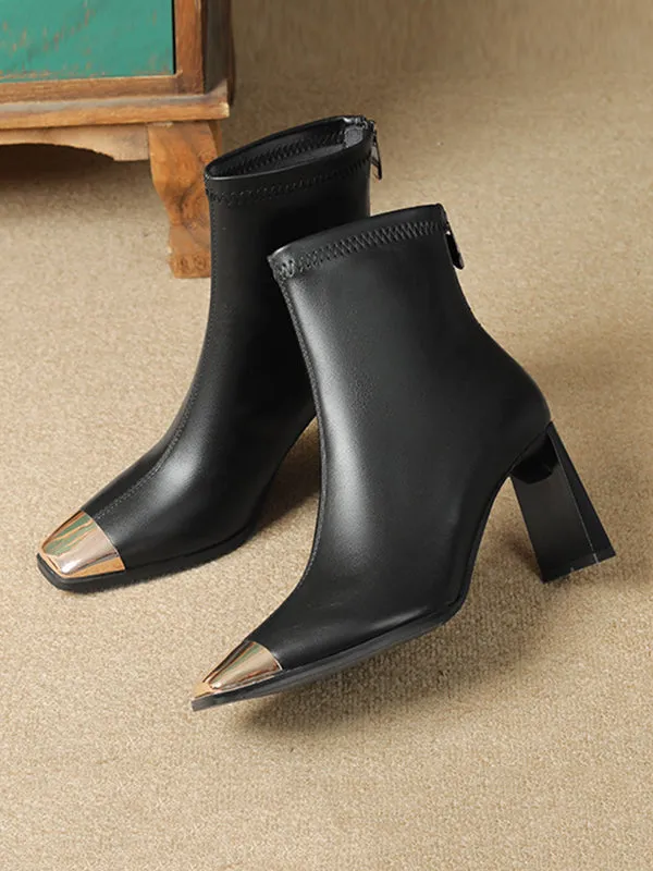 Split-Joint Square-Toe Pumps Boots