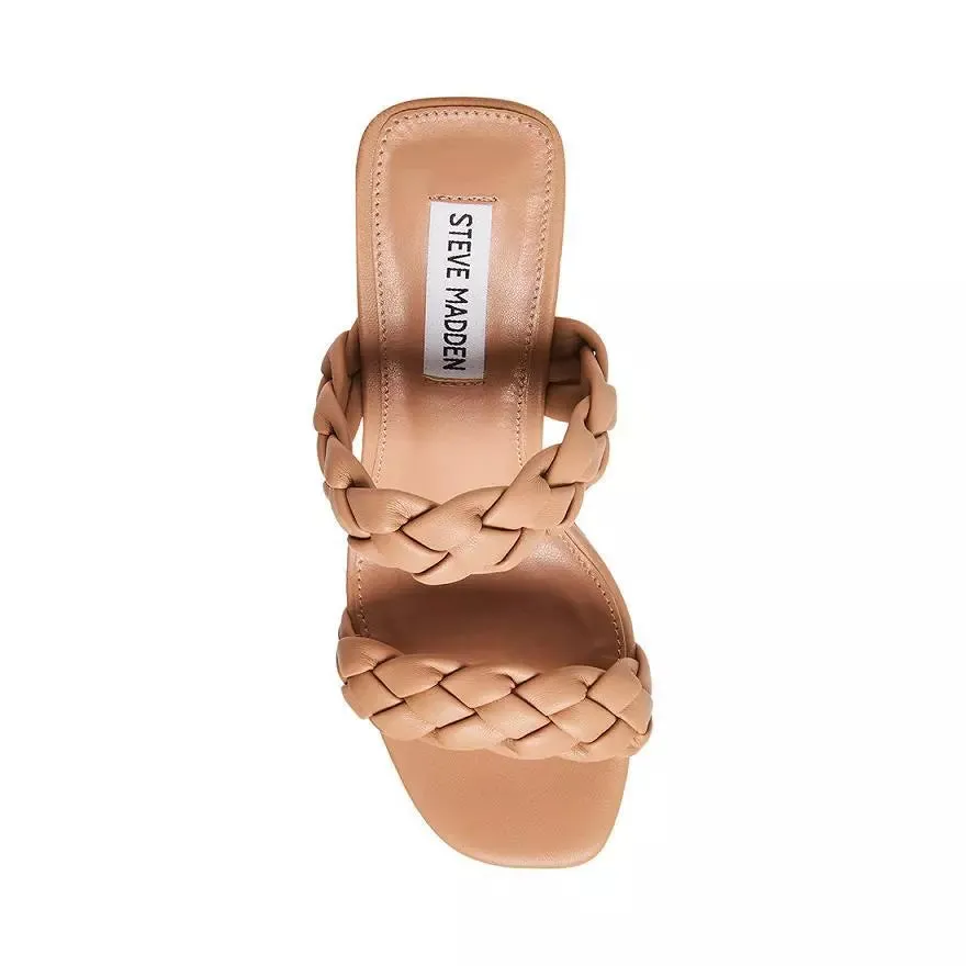 Steve Madden Banks Women's Slip On Leather Braided Heels Sandals