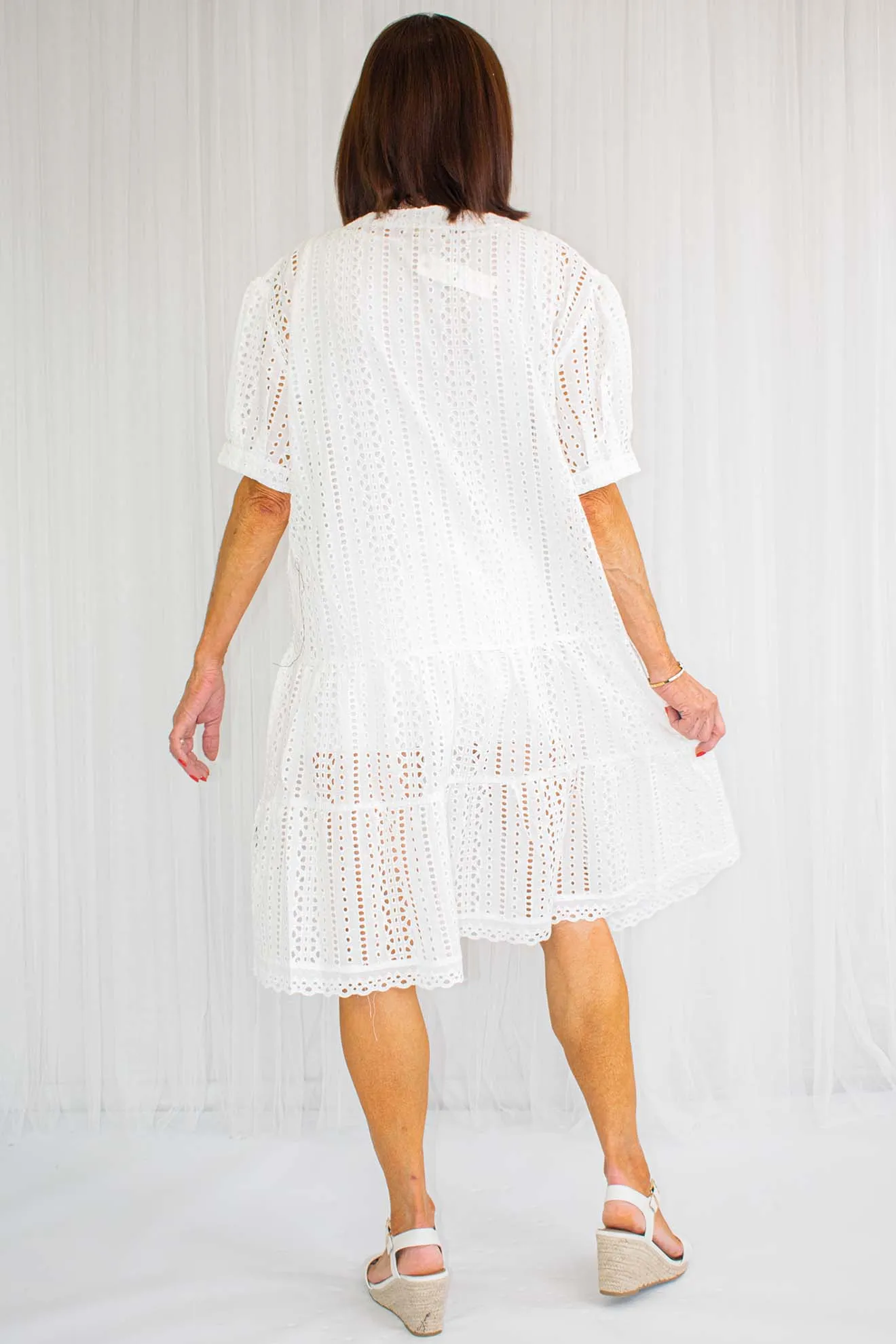 Taylor Tiered Brodie Anglaise Dress in White