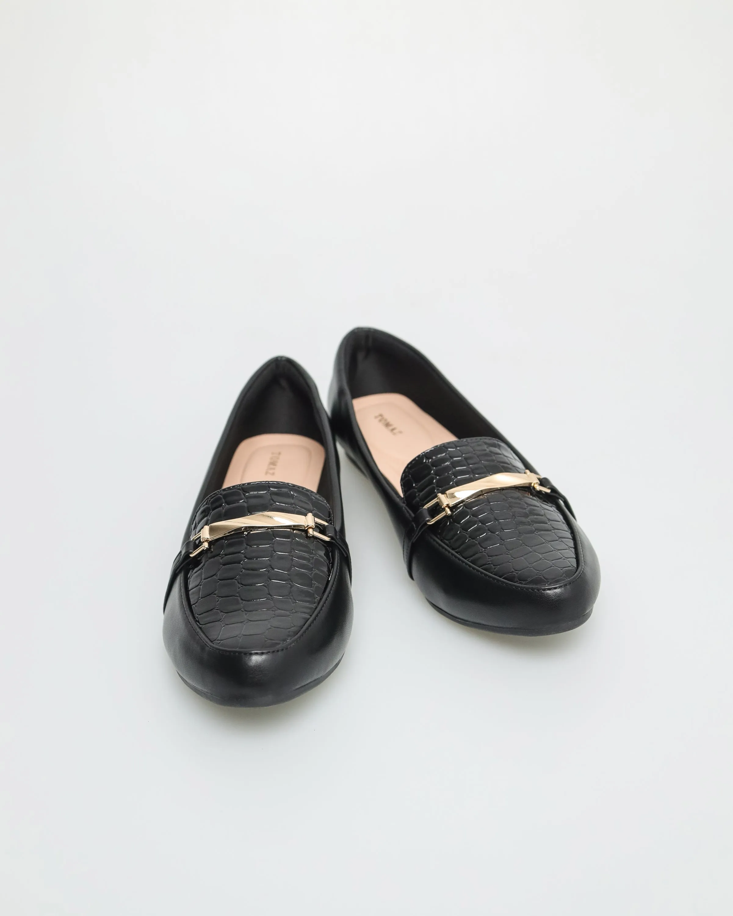 Tomaz NN333 Ladies Gold Chain Flats (Black)