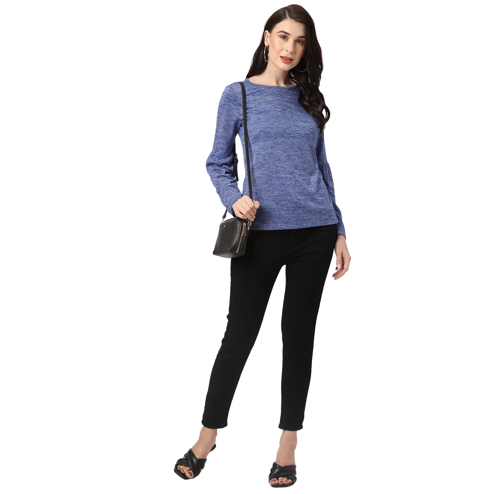 Trendy Blue Full Sleeves Top for Women