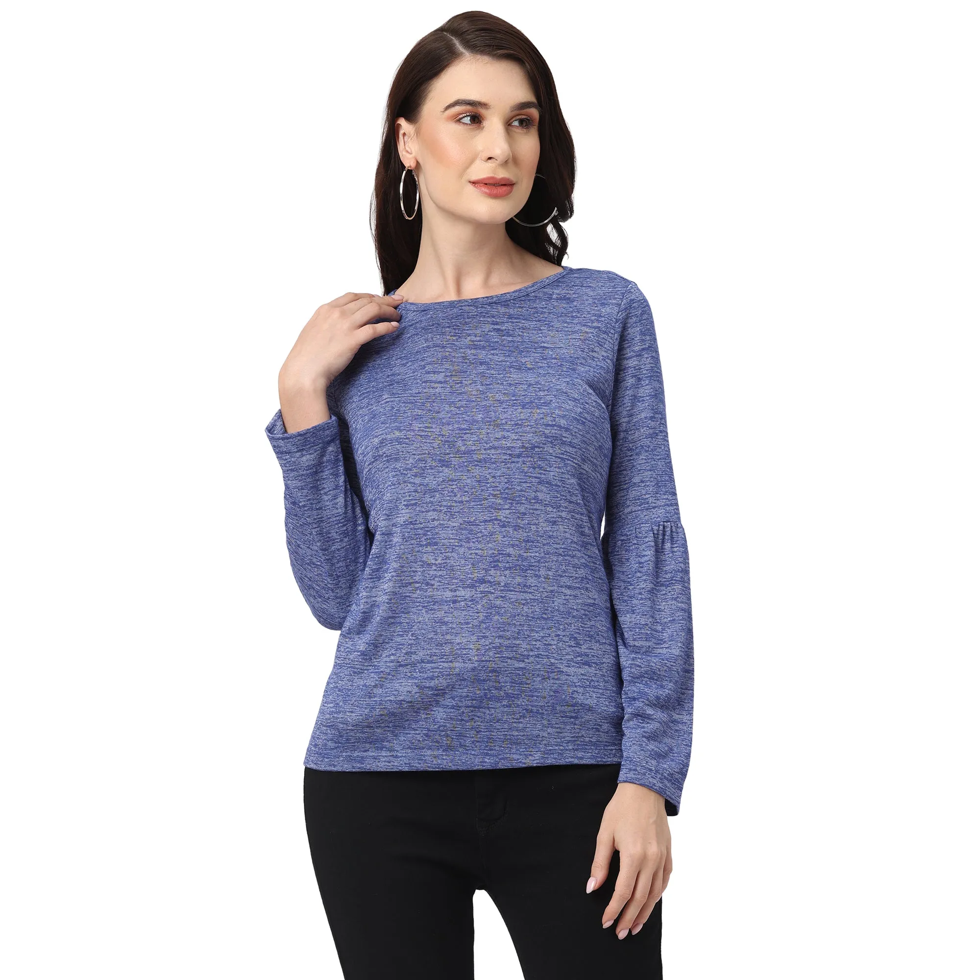 Trendy Blue Full Sleeves Top for Women