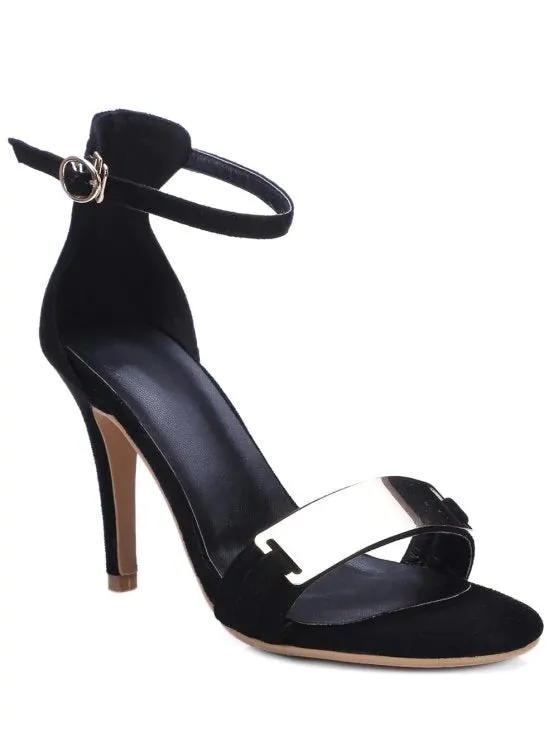 Trendy Stiletto Heel Ankle Strap Metal Sandals