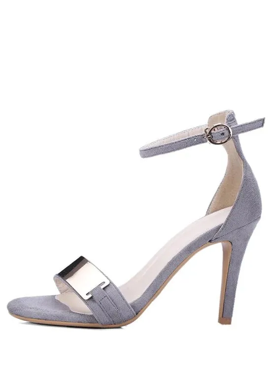 Trendy Stiletto Heel Ankle Strap Metal Sandals