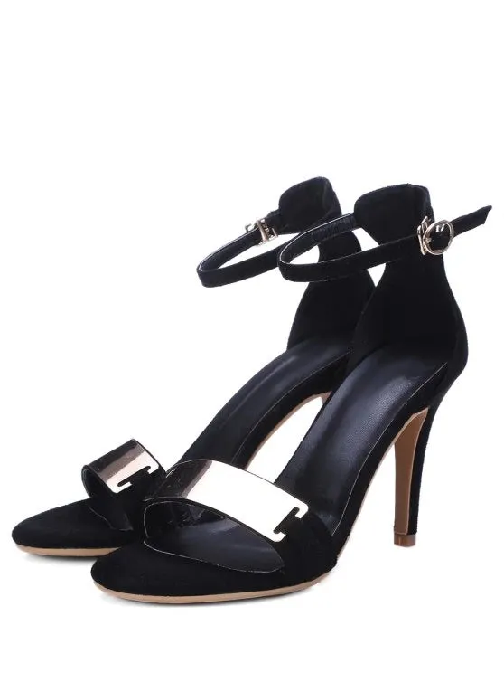 Trendy Stiletto Heel Ankle Strap Metal Sandals