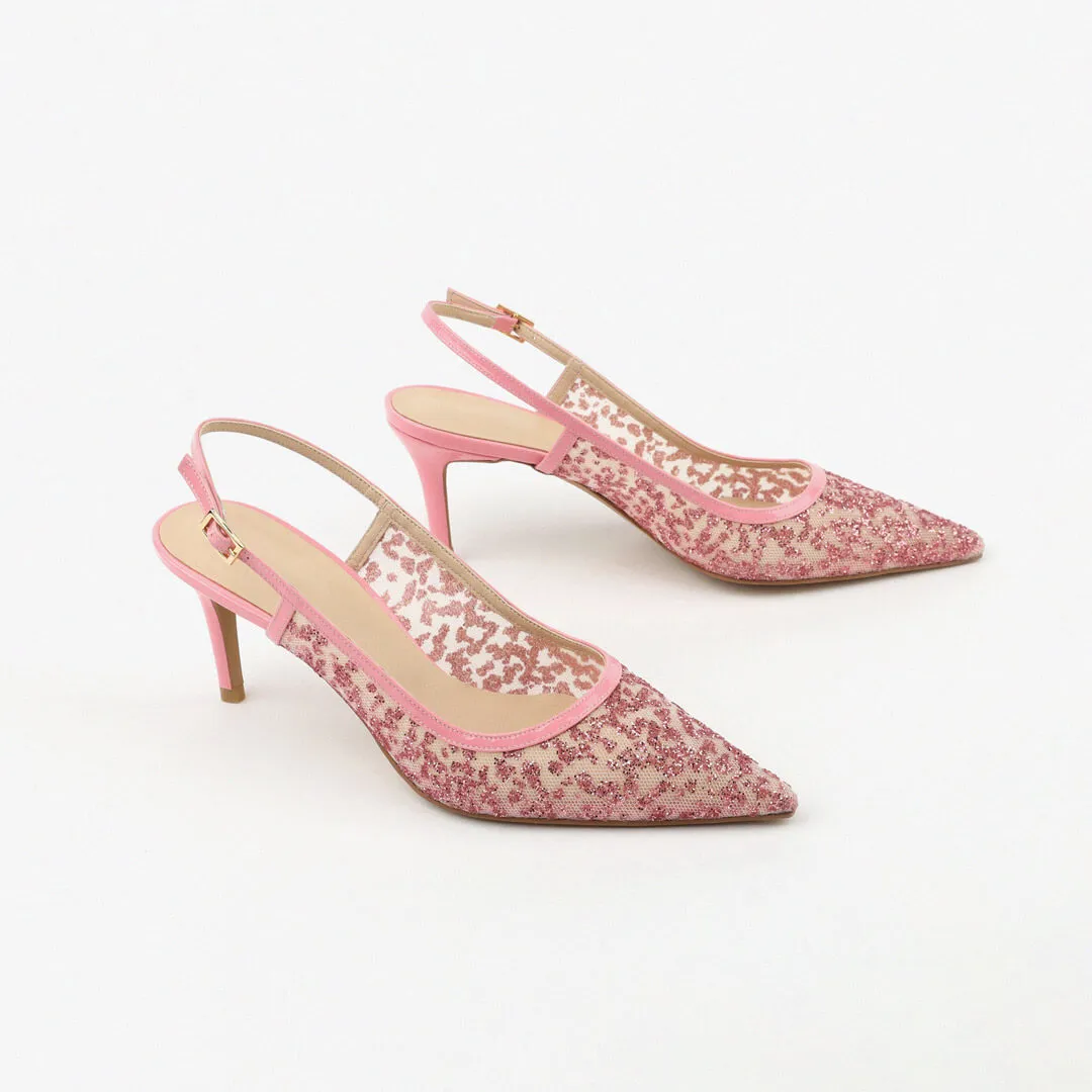 *UK size 2 - ILARIA - pink glitter, 10cm heels