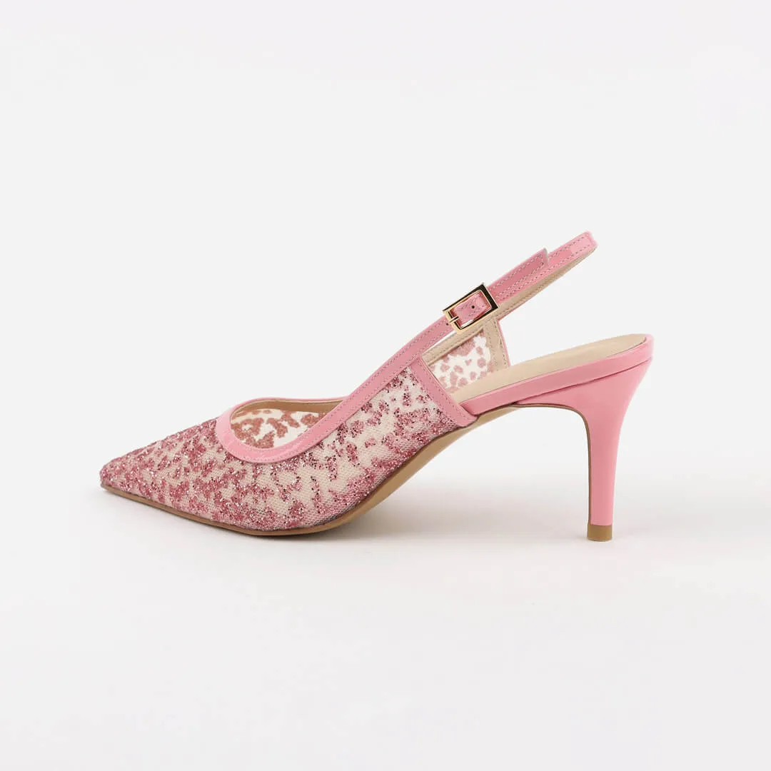 *UK size 2 - ILARIA - pink glitter, 10cm heels