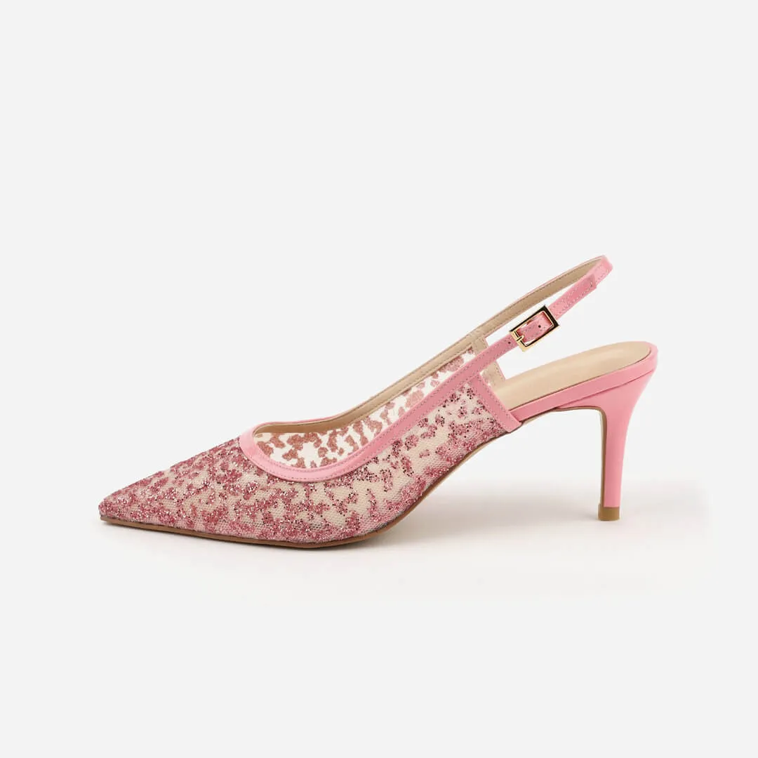 *UK size 2 - ILARIA - pink glitter, 10cm heels