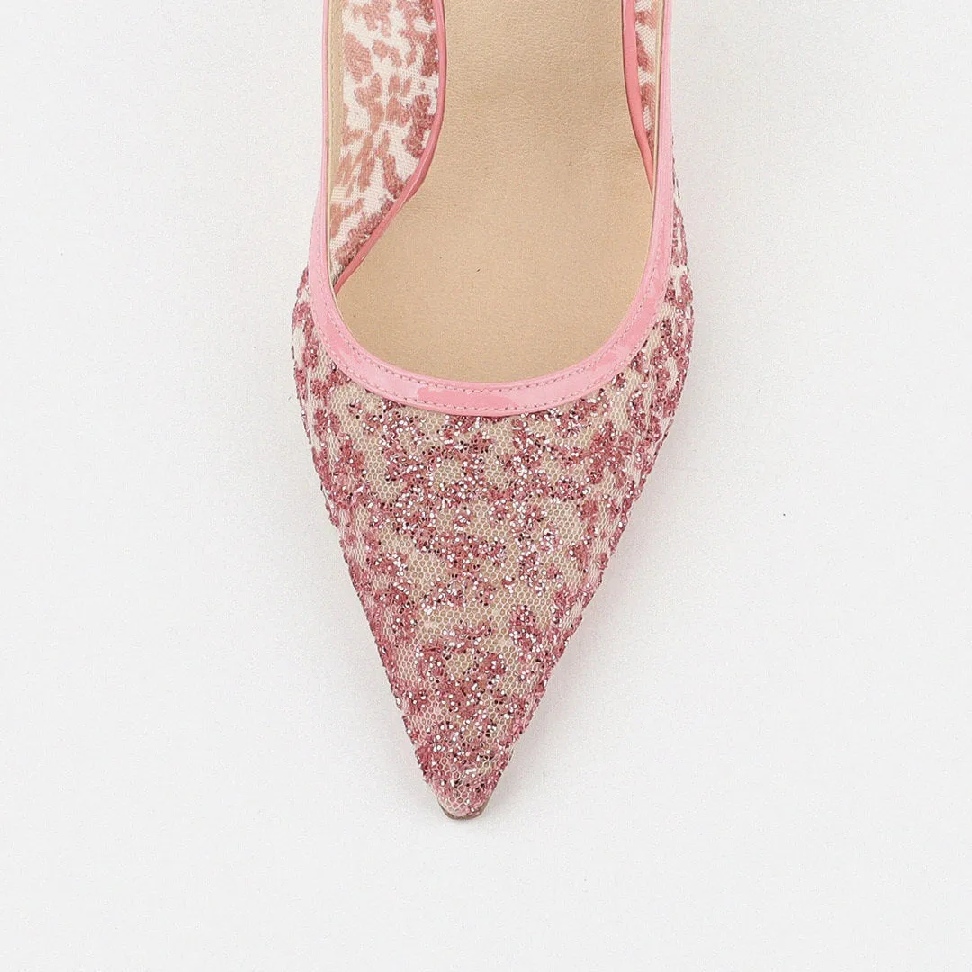 *UK size 2 - ILARIA - pink glitter, 10cm heels