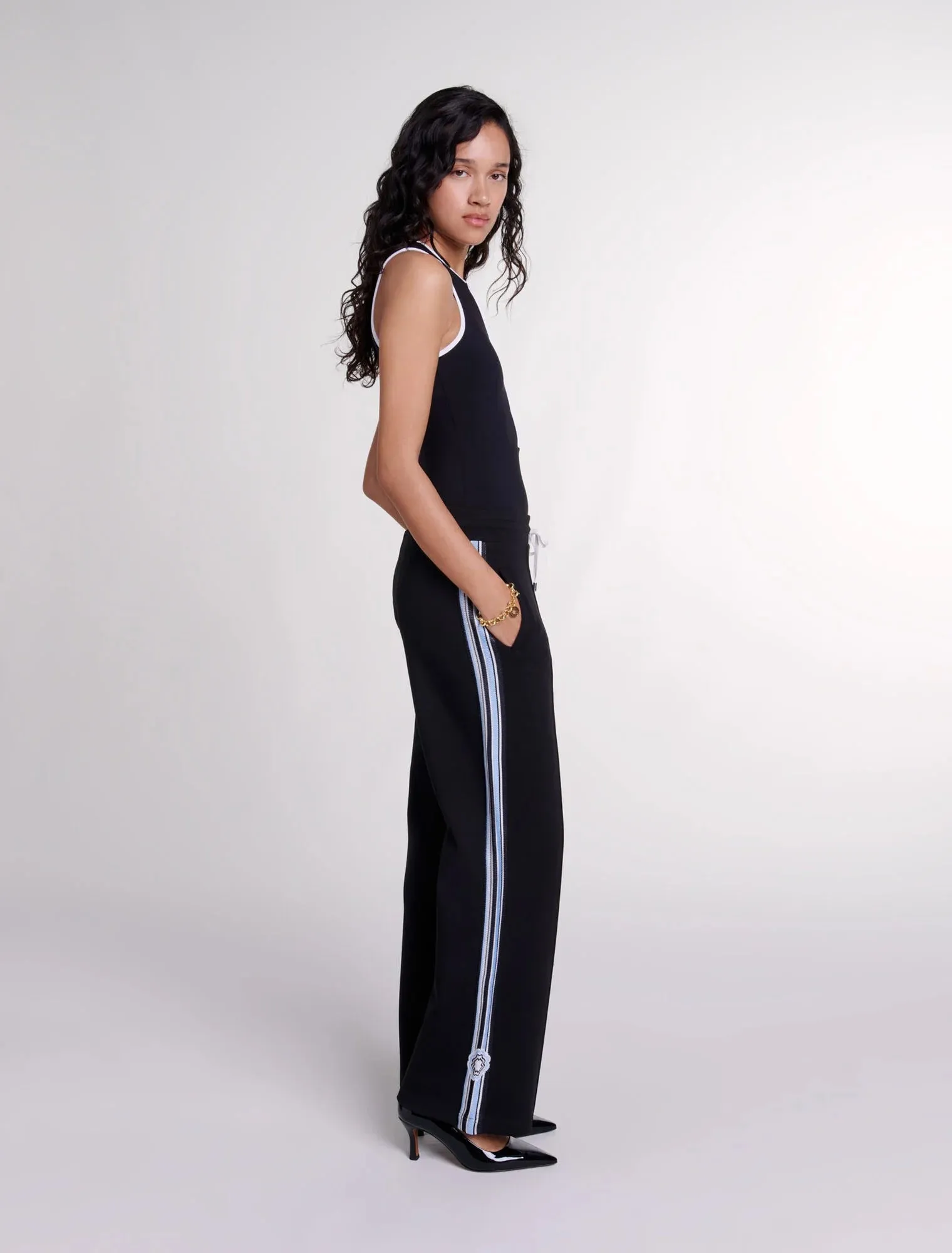 Wide-leg striped jogging bottoms