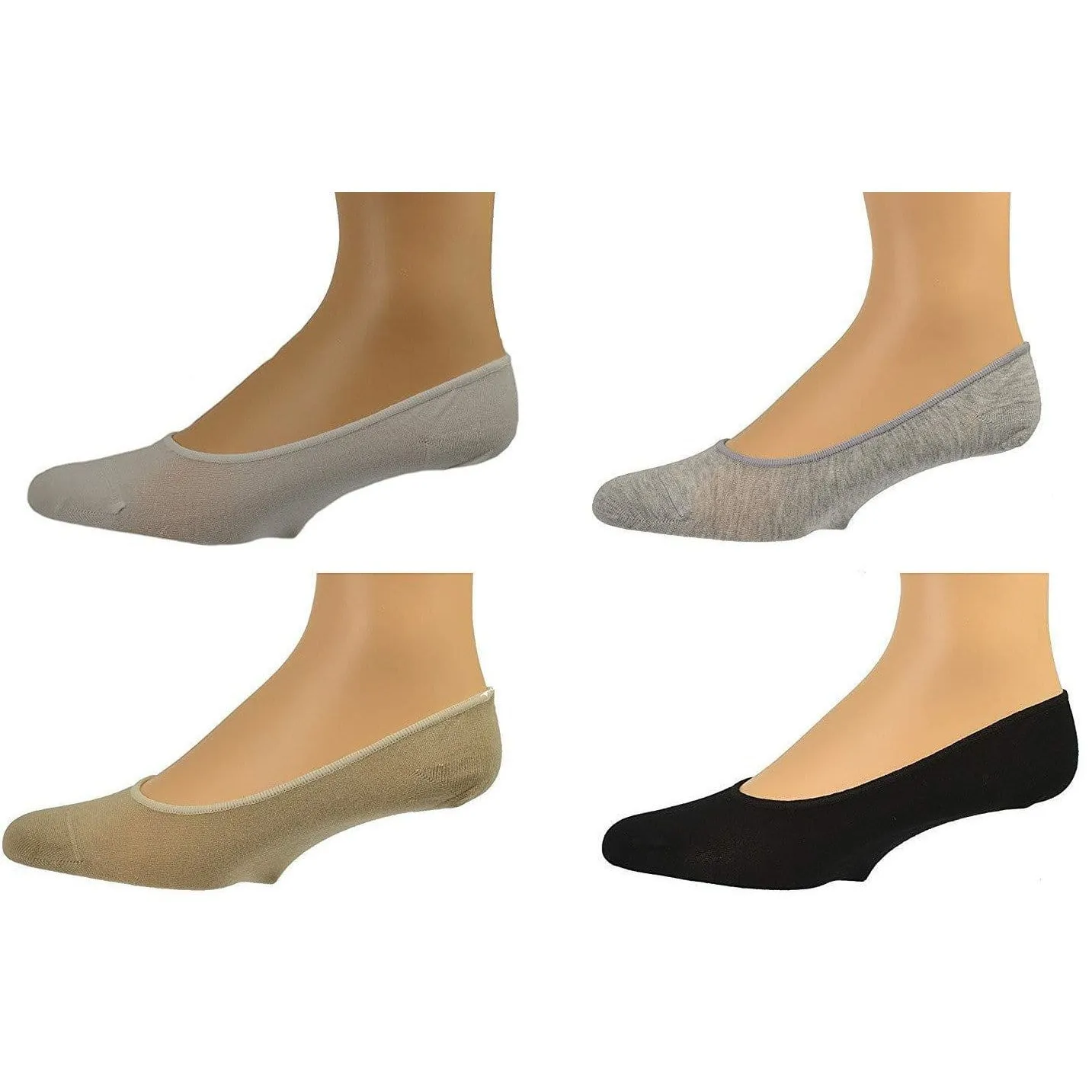 Women Premium Bamboo No Show Low-Cut Seamless Toe liners Socks-4 Pairs