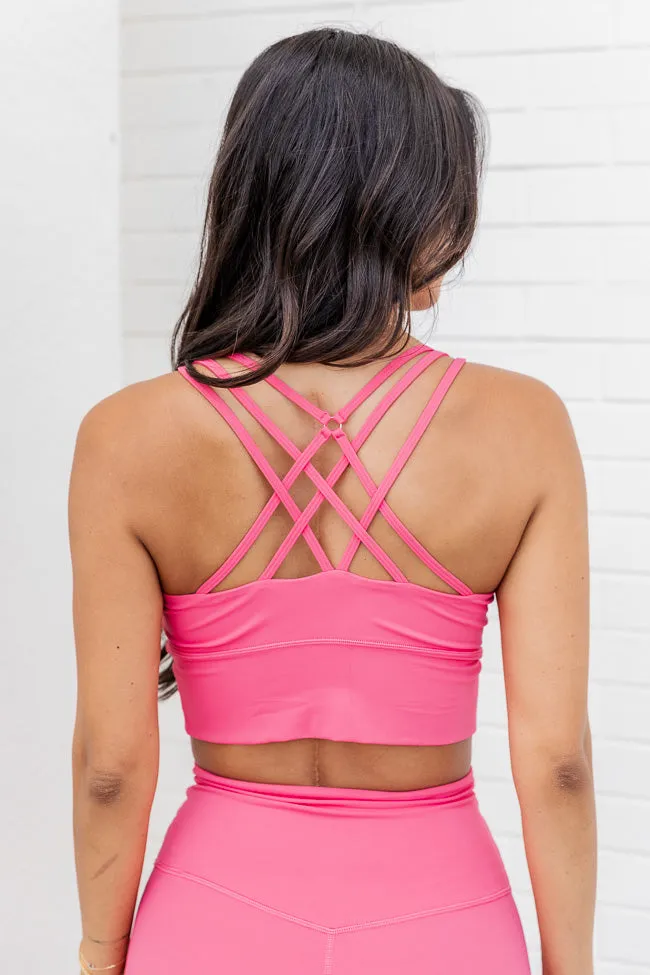 Work In Progress Pink Square Neck Sports Bra Top FINAL SALE