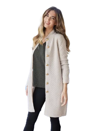 Ws Button Front Honeycomb Cardigan Camel